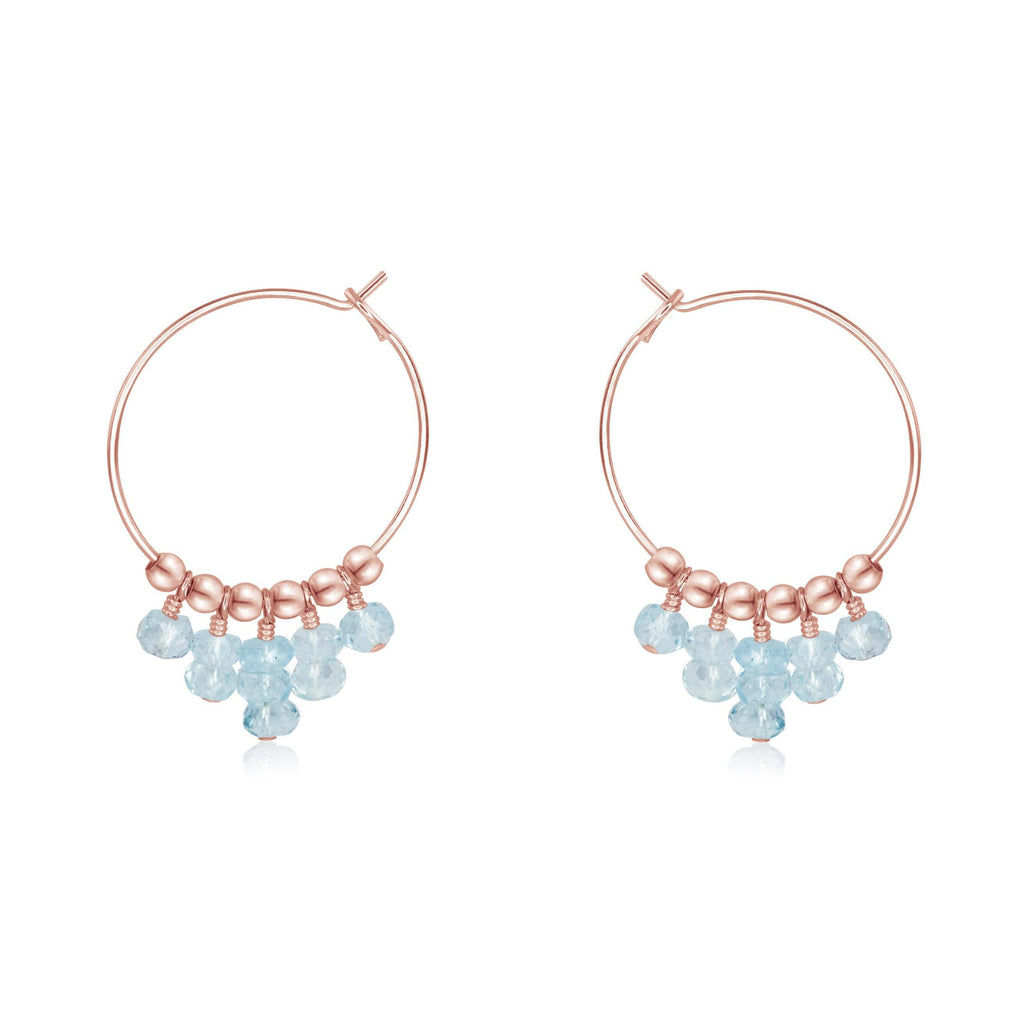 Aquamarine Statement Hoop Earrings - Aquamarine Statement Hoop Earrings - 14k Rose Gold Fill - Luna Tide Handmade Crystal Jewellery