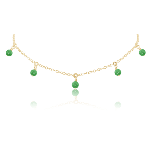 Aventurine Bead Drop Choker - Aventurine Bead Drop Choker - 14k Gold Fill - Luna Tide Handmade Crystal Jewellery