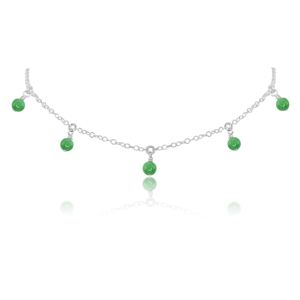 Aventurine Bead Drop Choker - Aventurine Bead Drop Choker - Sterling Silver - Luna Tide Handmade Crystal Jewellery