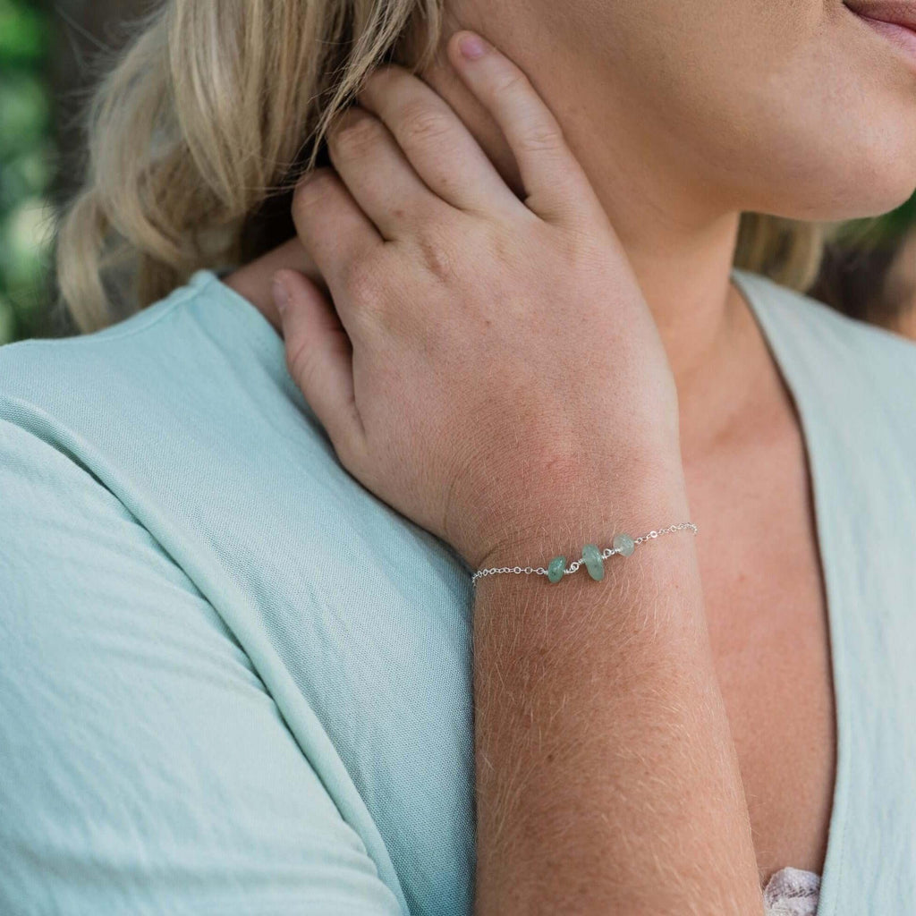 Aventurine Beaded Chain Bracelet - Aventurine Beaded Chain Bracelet - 14k Gold Fill - Luna Tide Handmade Crystal Jewellery