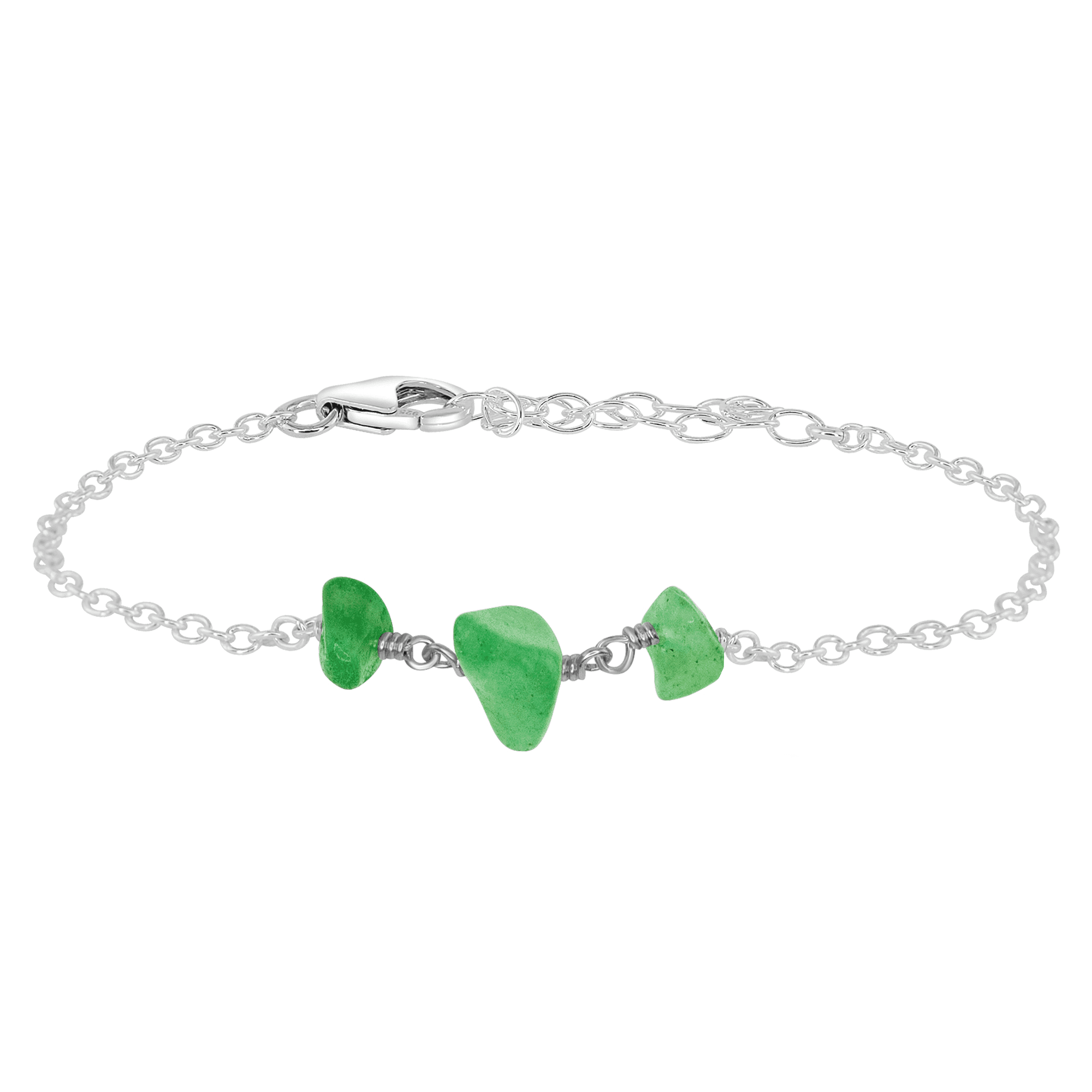 Aventurine Beaded Chain Bracelet - Aventurine Beaded Chain Bracelet - Sterling Silver - Luna Tide Handmade Crystal Jewellery