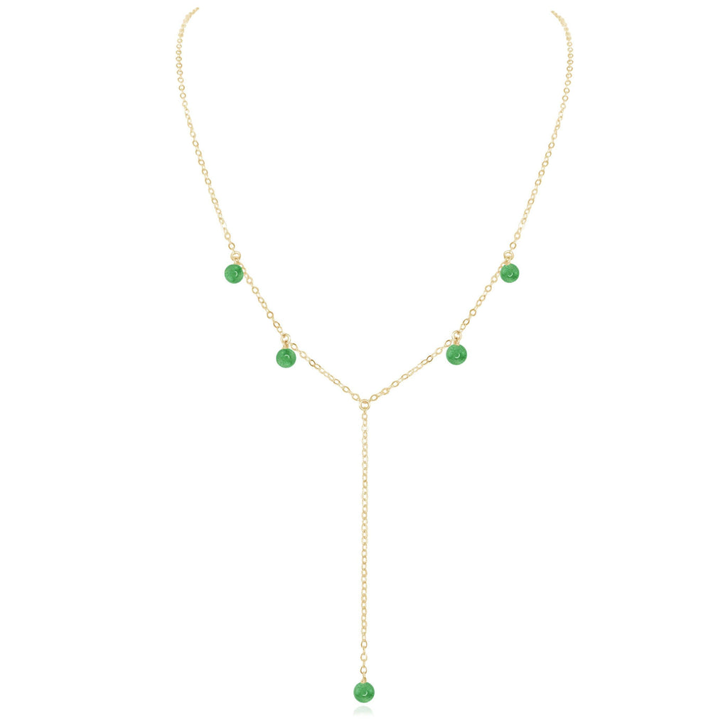 Aventurine Boho Lariat Necklace - Aventurine Boho Lariat Necklace - 14k Gold Fill - Luna Tide Handmade Crystal Jewellery