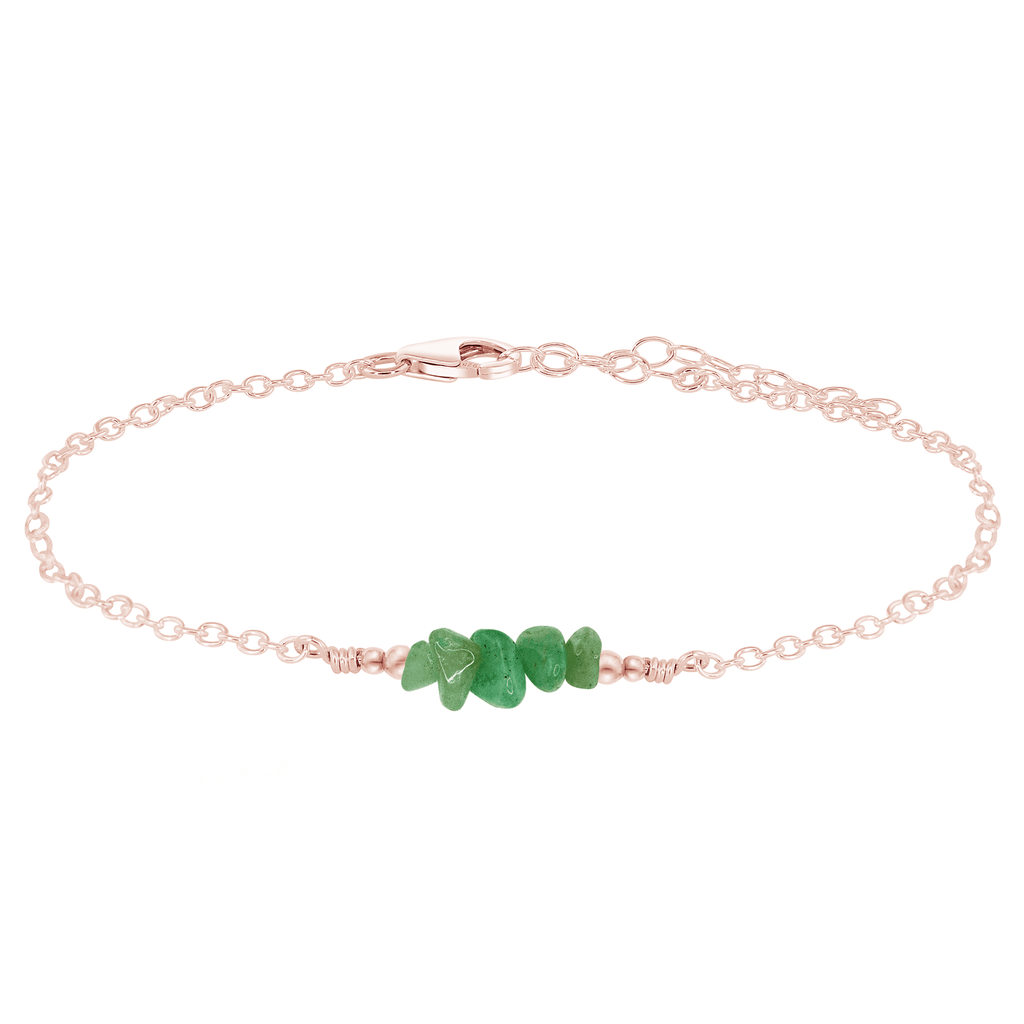 Aventurine Chip Bead Bar Anklet - Aventurine Chip Bead Bar Anklet - 14k Rose Gold Fill - Luna Tide Handmade Crystal Jewellery