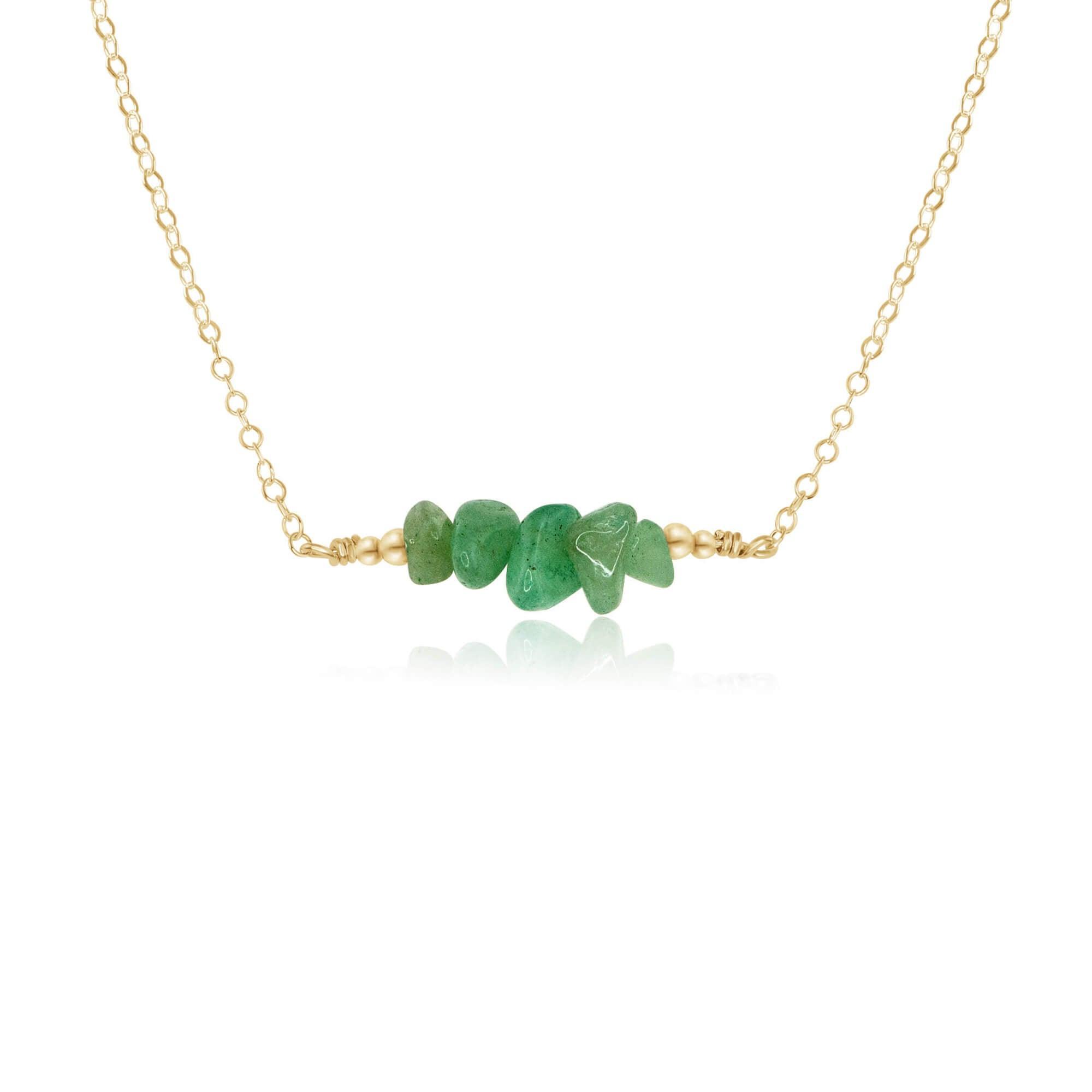 Aventurine Chip Bead Bar Necklace - Aventurine Chip Bead Bar Necklace - 14k Gold Fill - Luna Tide Handmade Crystal Jewellery