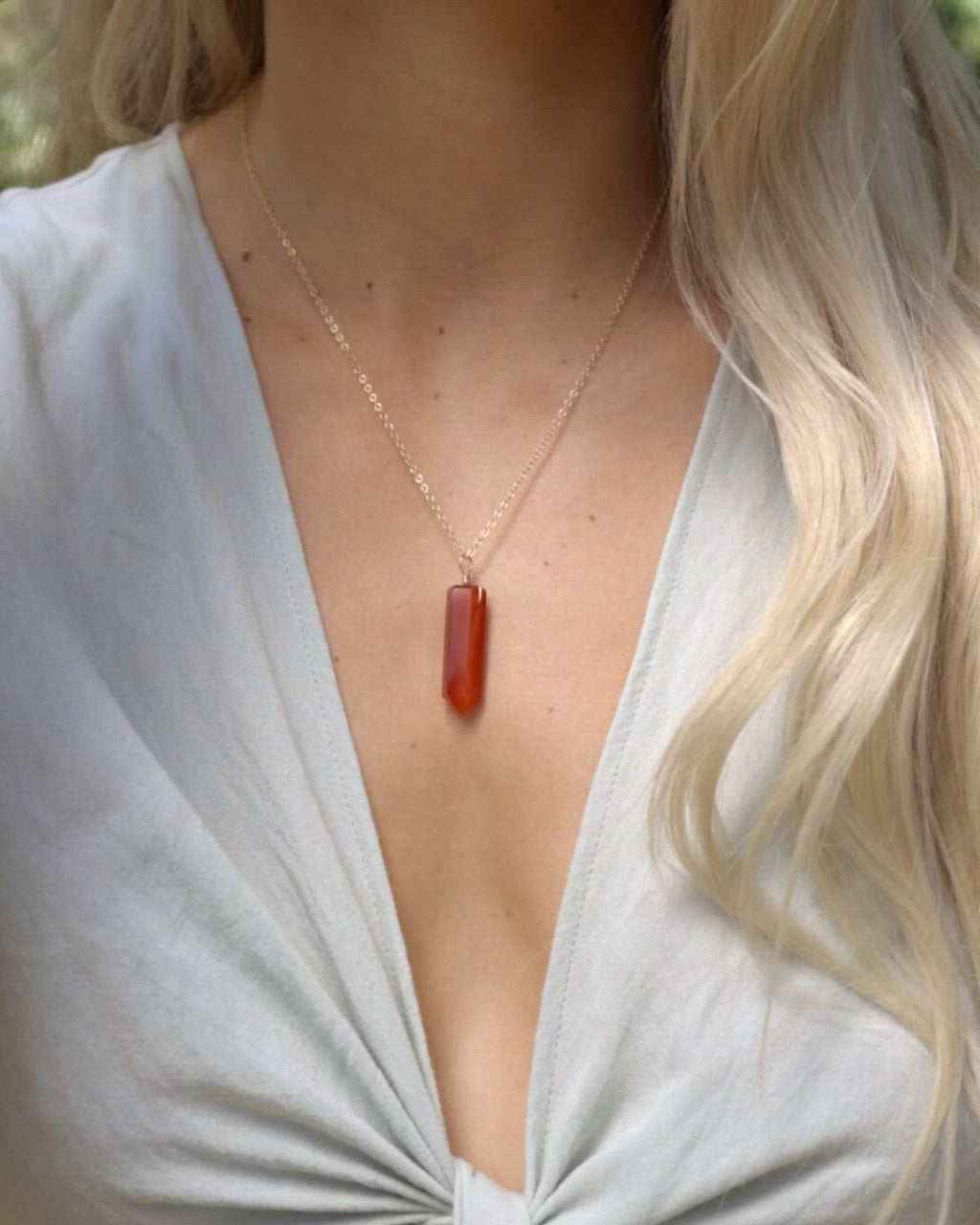 Carnelian Crystal Generator Point Pendant Necklace