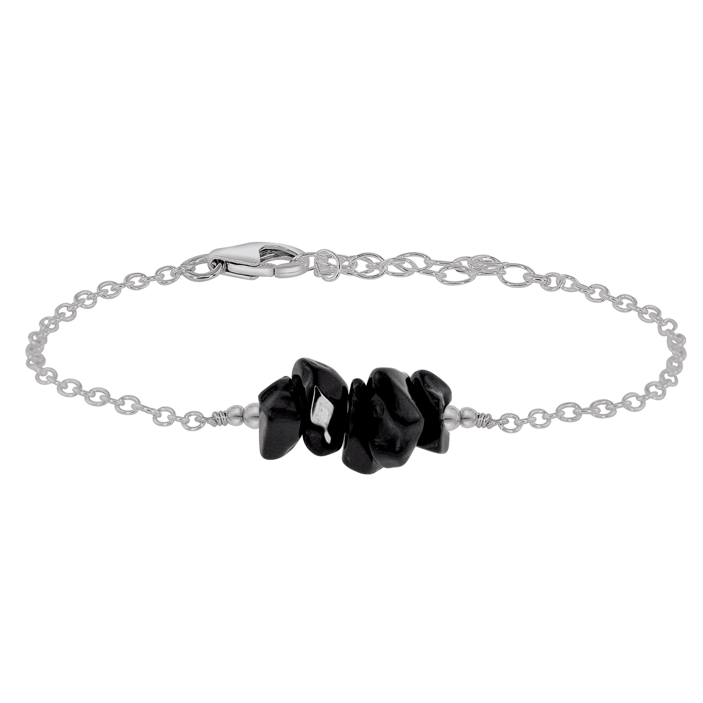 Black onyx Chip Bead Bar Bracelet - Black onyx Chip Bead Bar Bracelet - Stainless Steel - Luna Tide Handmade Crystal Jewellery