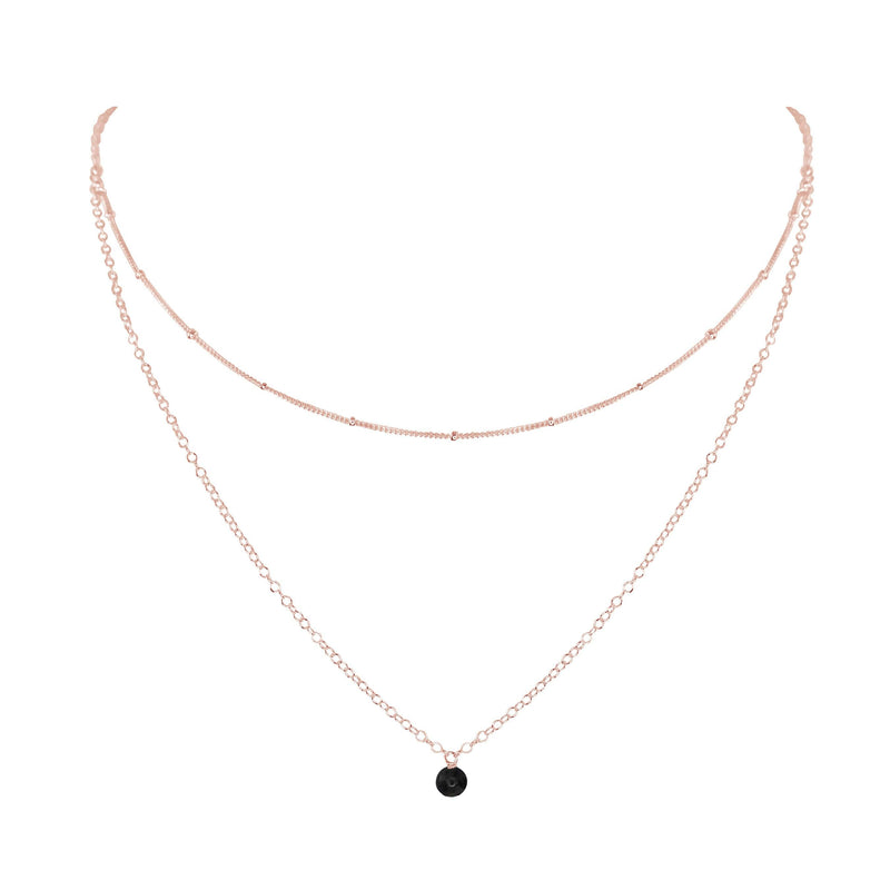 Layered Choker - Black Tourmaline - 14K Rose Gold Fill - Luna Tide Handmade Jewellery