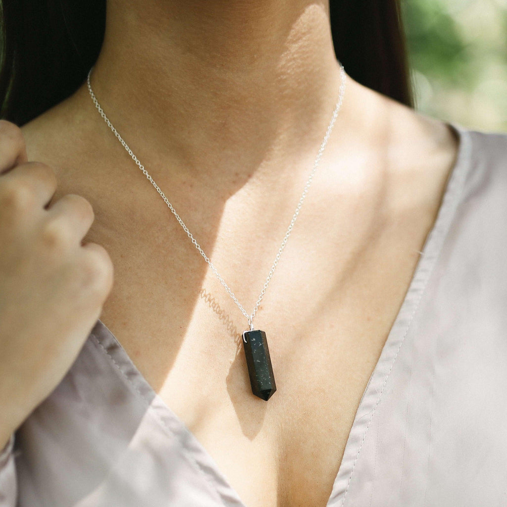 Black Tourmaline Gemstone Generator Tower Point Pendant Necklace - Black Tourmaline Gemstone Generator Tower Point Pendant Necklace - 14k Gold Fill / Satellite - Luna Tide Handmade Crystal Jewellery