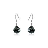 Teardrop Earrings - Black Tourmaline - Stainless Steel - Luna Tide Handmade Jewellery