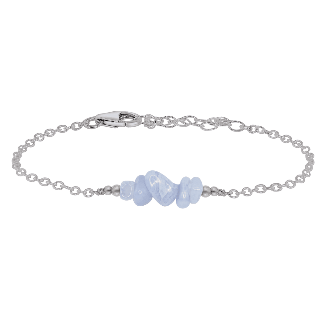 Blue lace agate Chip Bead Bar Bracelet - Blue lace agate Chip Bead Bar Bracelet - Stainless Steel - Luna Tide Handmade Crystal Jewellery