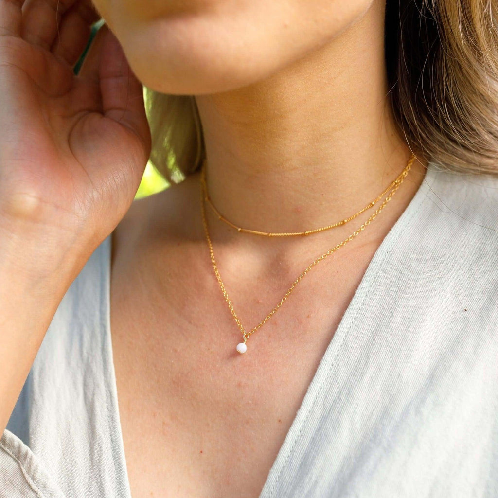 Blue Lace Agate Gemstone Chain Layered Choker Necklace - Blue Lace Agate Gemstone Chain Layered Choker Necklace - Sterling Silver - Luna Tide Handmade Crystal Jewellery