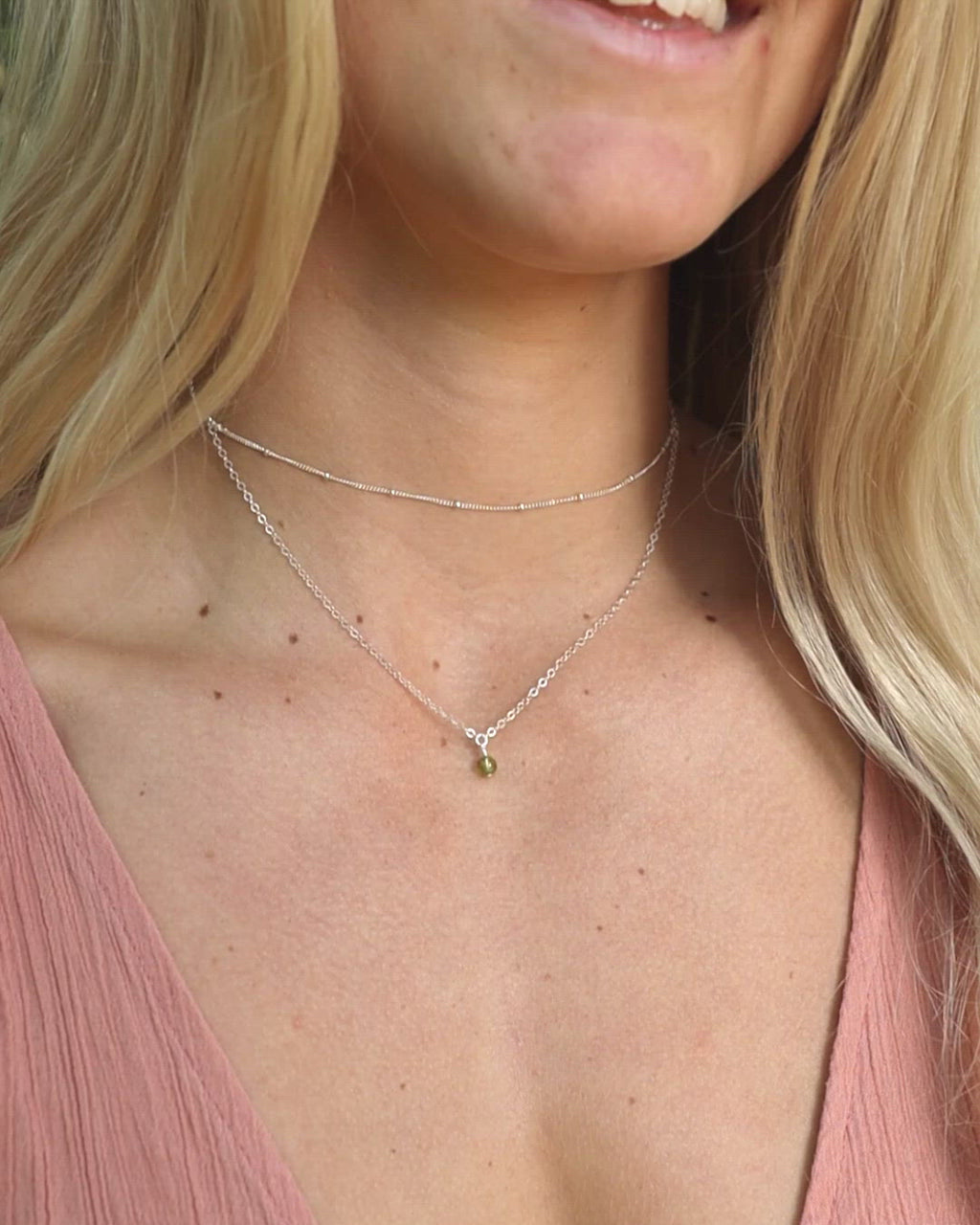 Peridot Gemstone Chain Layered Choker Necklace
