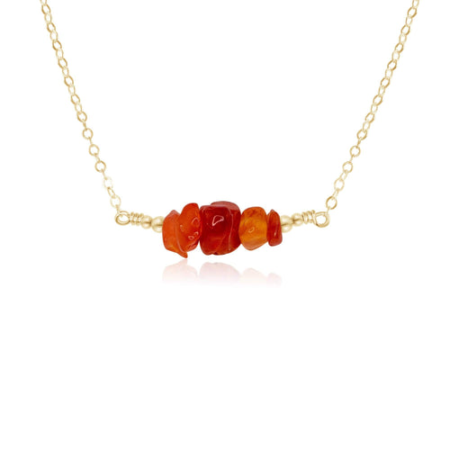 Carnelian Chip Bead Bar Necklace - Carnelian Chip Bead Bar Necklace - 14k Gold Fill - Luna Tide Handmade Crystal Jewellery