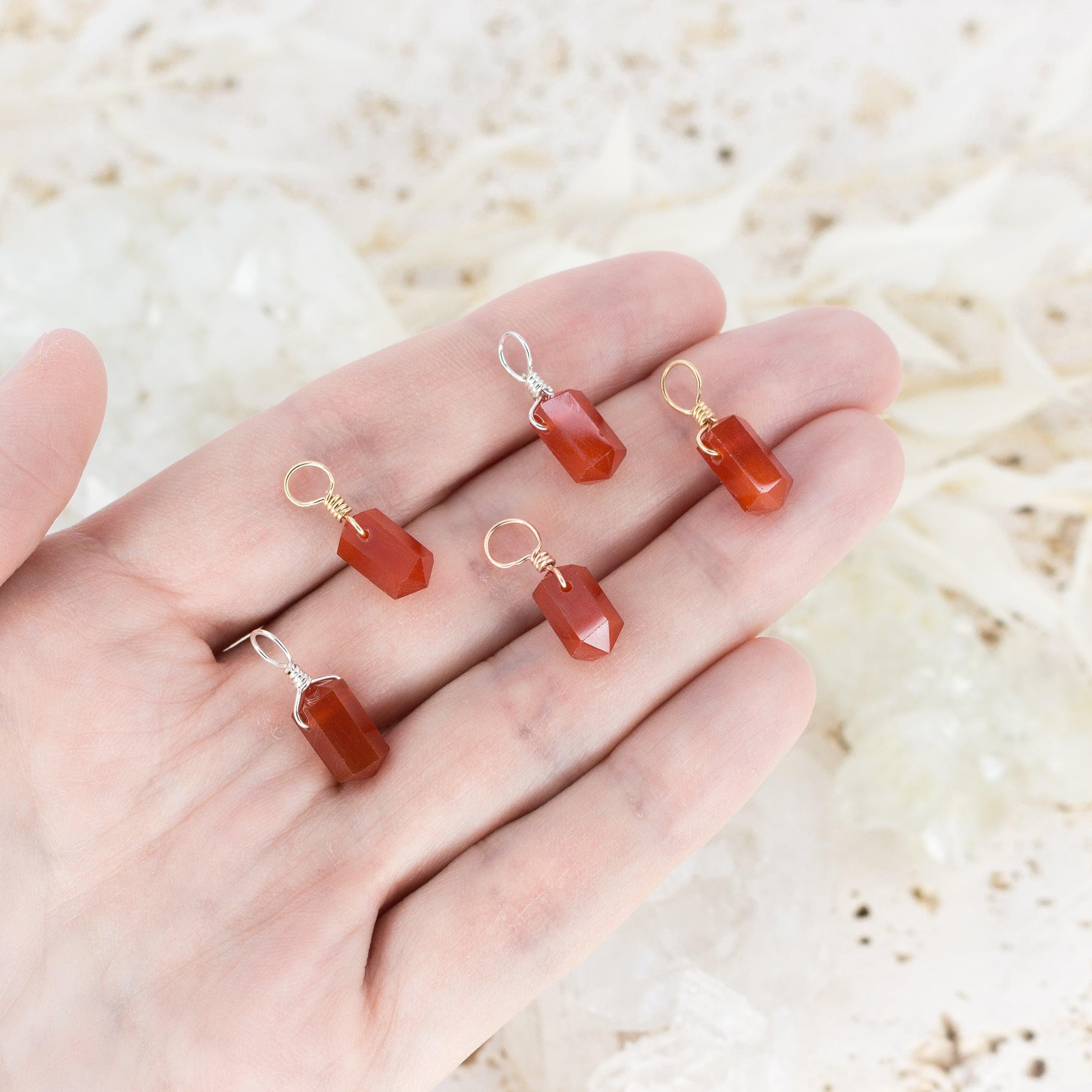 Carnelian Mini Double Terminated Crystal Point Pendant - Carnelian Mini Double Terminated Crystal Point Pendant - 14k Gold Fill - Luna Tide Handmade Crystal Jewellery