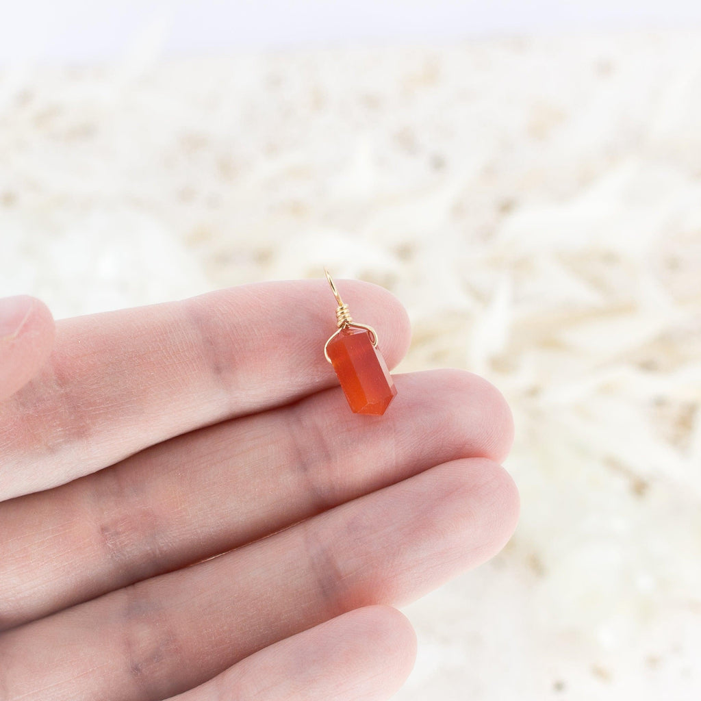 Carnelian Mini Double Terminated Crystal Point Pendant - Carnelian Mini Double Terminated Crystal Point Pendant - 14k Gold Fill - Luna Tide Handmade Crystal Jewellery