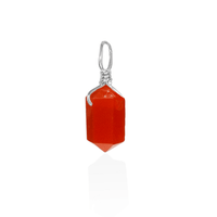 Carnelian Mini Double Terminated Crystal Point Pendant - Carnelian Mini Double Terminated Crystal Point Pendant - Sterling Silver - Luna Tide Handmade Crystal Jewellery