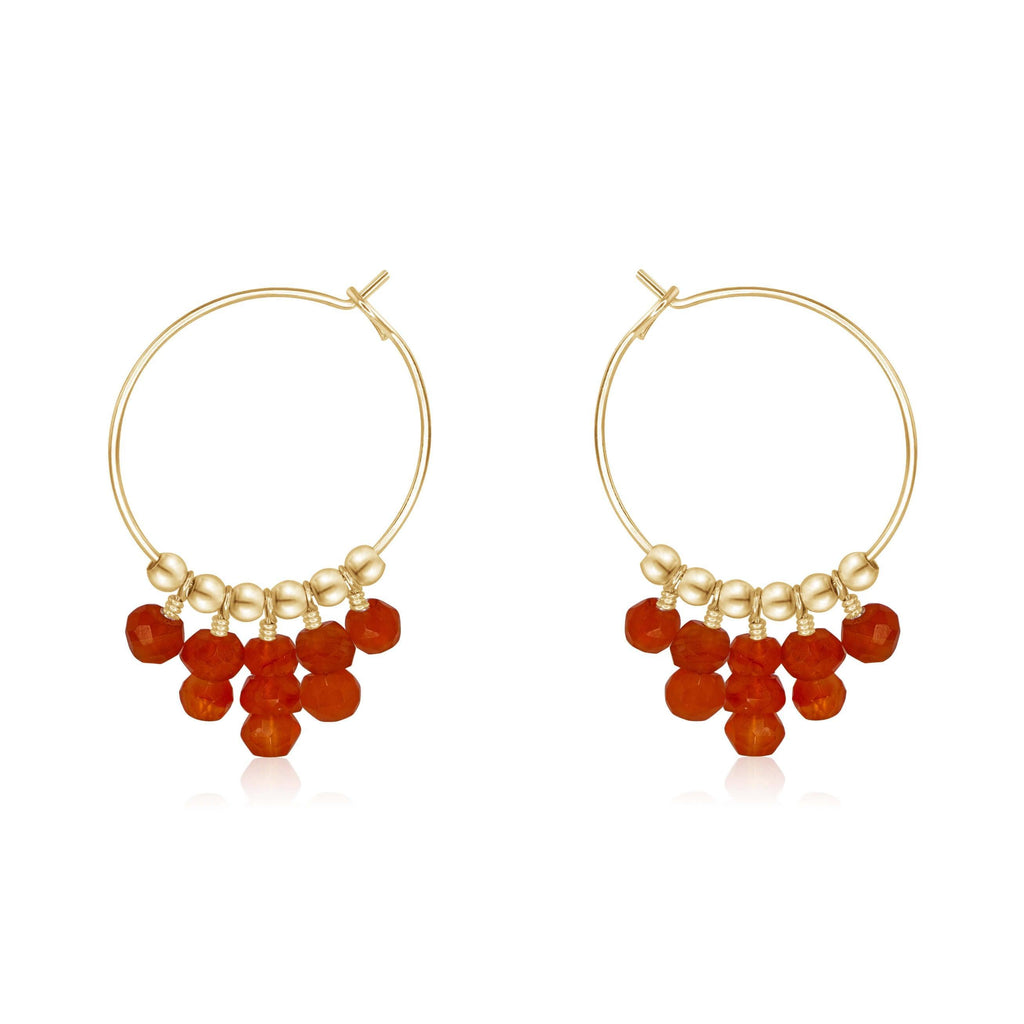 Carnelian Statement Hoop Earrings - Carnelian Statement Hoop Earrings - 14k Gold Fill - Luna Tide Handmade Crystal Jewellery