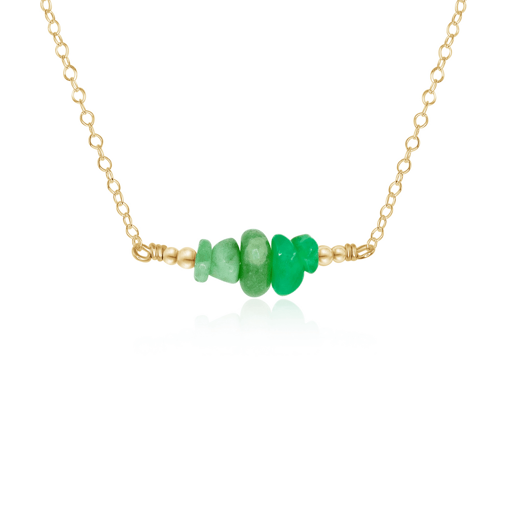 Chrysoprase Chip Bead Bar Necklace - Chrysoprase Chip Bead Bar Necklace - 14k Gold Fill - Luna Tide Handmade Crystal Jewellery