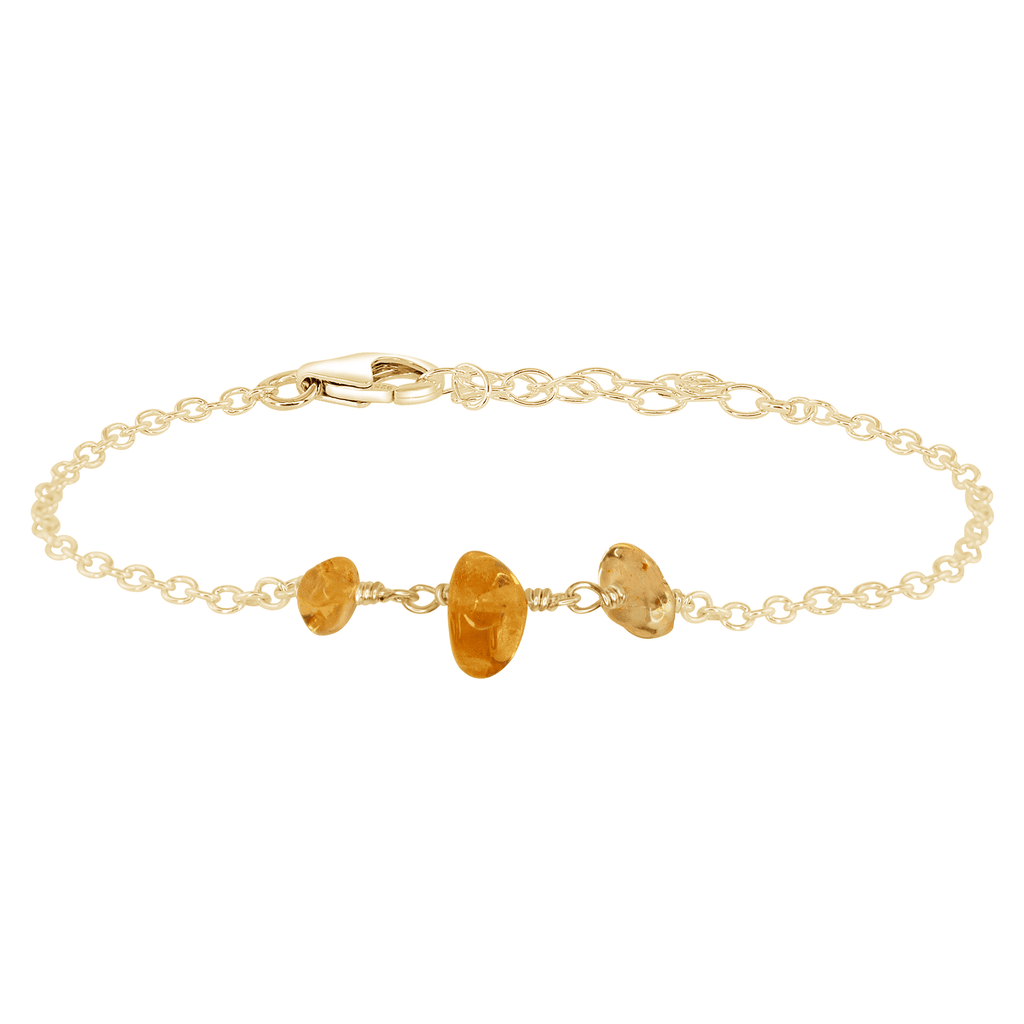 Citrine Beaded Chain Bracelet - Citrine Beaded Chain Bracelet - 14k Gold Fill - Luna Tide Handmade Crystal Jewellery