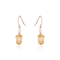 Double Terminated Crystal Dangle Drop Earrings - Citrine - 14K Rose Gold Fill - Luna Tide Handmade Jewellery