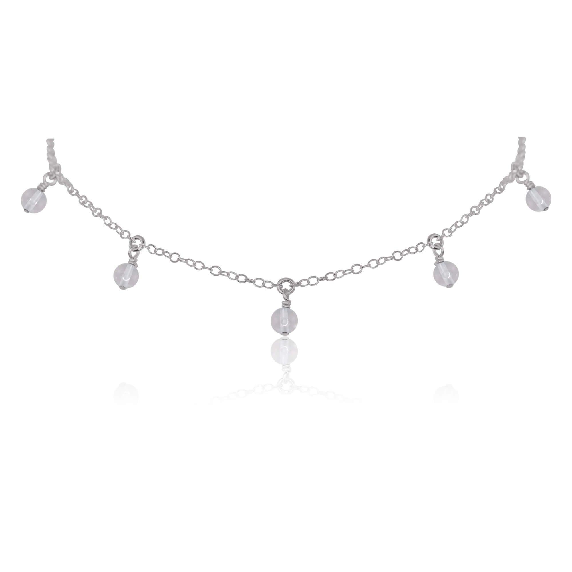 Crystal Quartz Bead Drop Choker - Crystal Quartz Bead Drop Choker - Stainless Steel - Luna Tide Handmade Crystal Jewellery