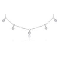 Bead Drop Choker - Crystal Quartz - Sterling Silver - Luna Tide Handmade Jewellery