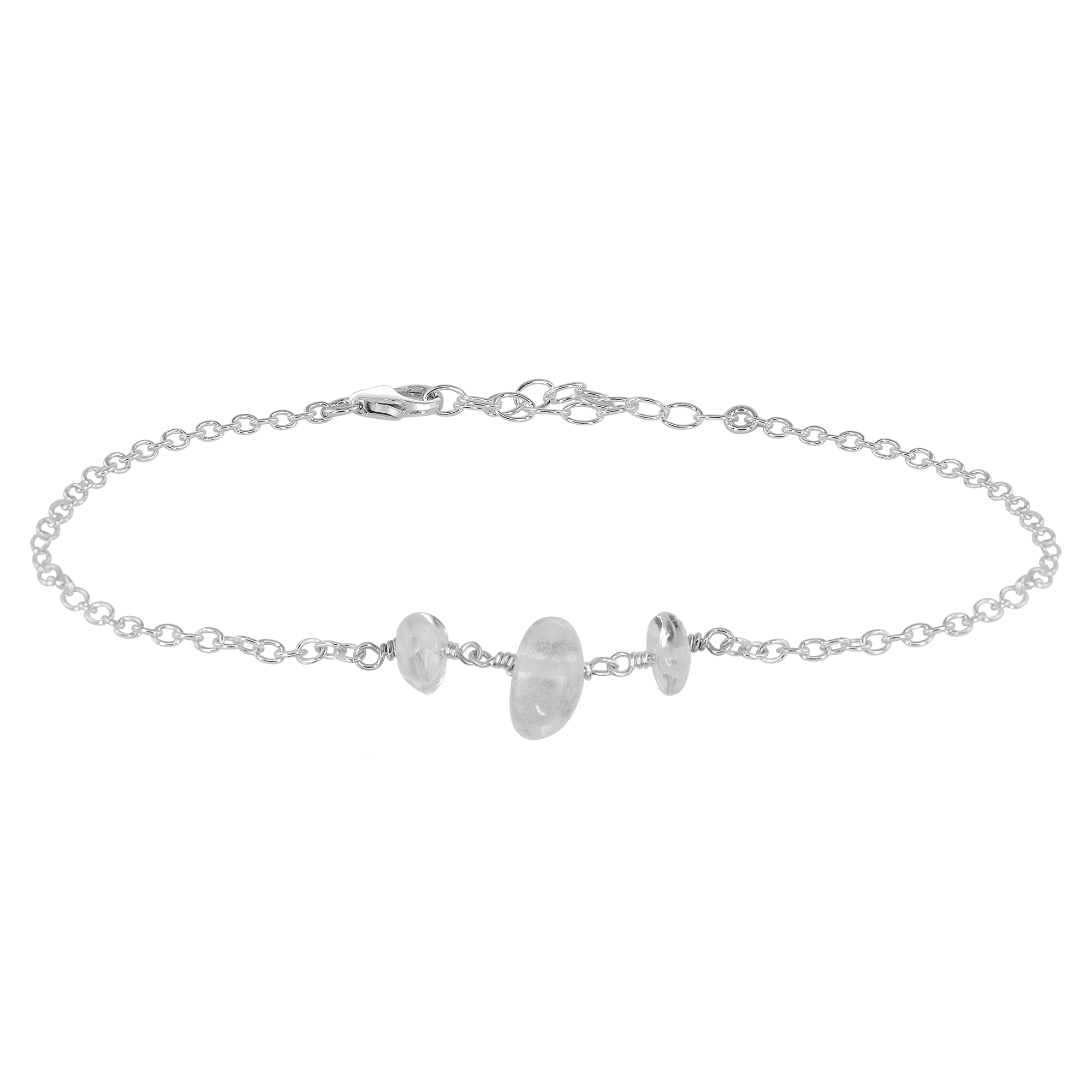Crystal Quartz Beaded Chain Anklet - Crystal Quartz Beaded Chain Anklet - Sterling Silver - Luna Tide Handmade Crystal Jewellery