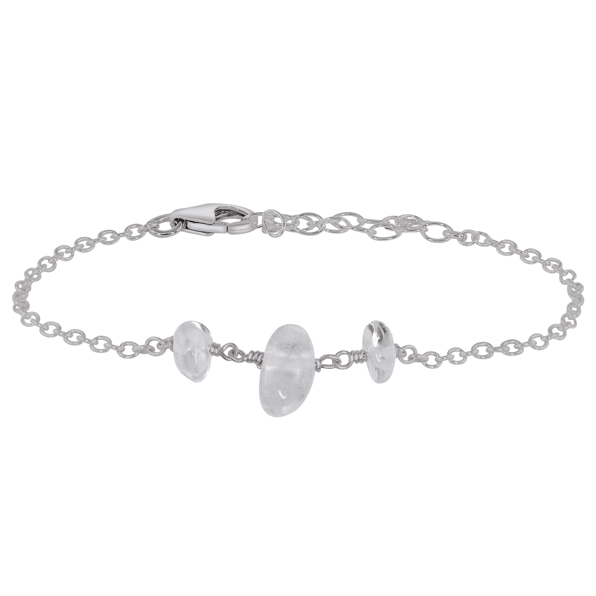 Crystal Quartz Beaded Chain Bracelet - Crystal Quartz Beaded Chain Bracelet - Stainless Steel - Luna Tide Handmade Crystal Jewellery