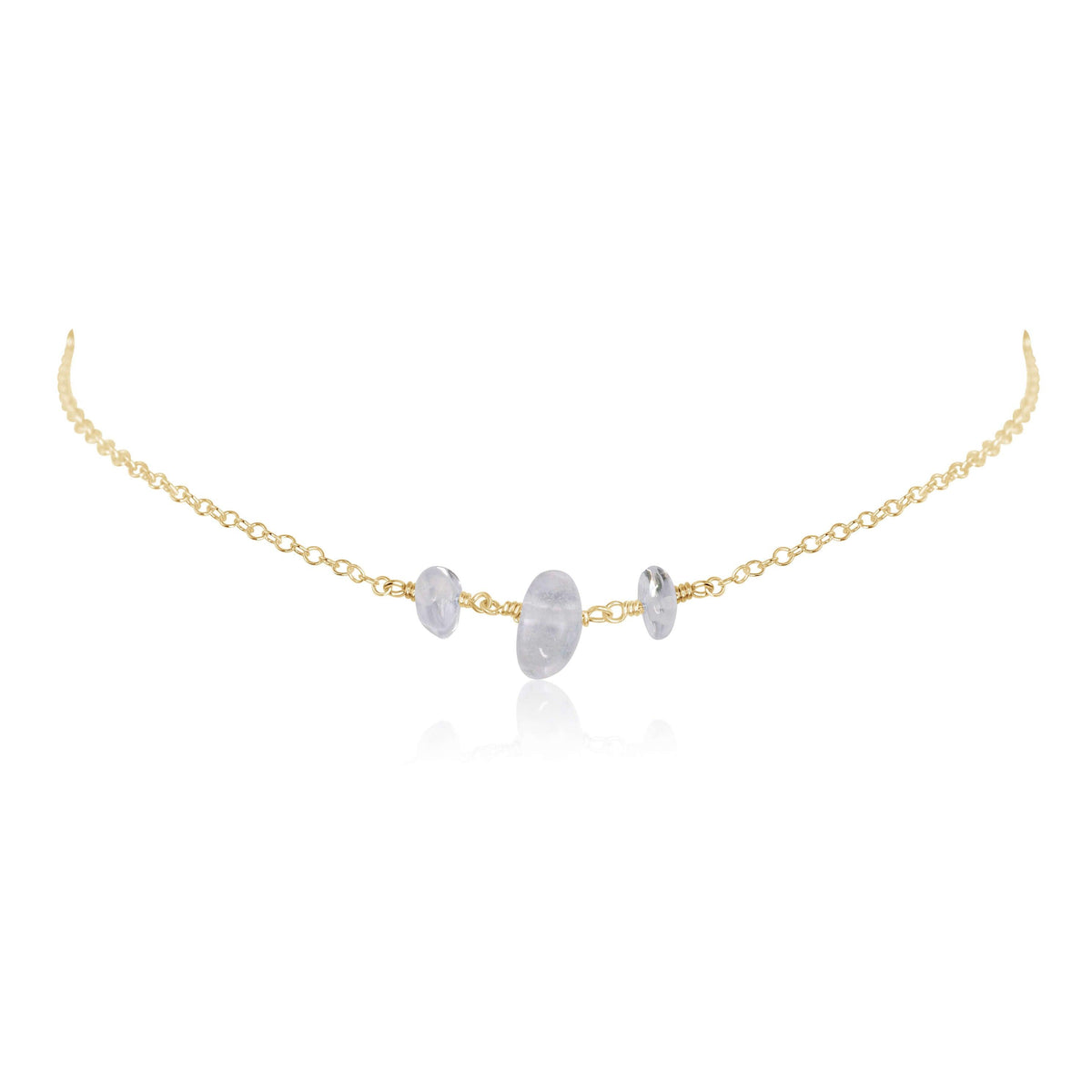 Beaded Chain Choker - Crystal Quartz - 14K Gold Fill - Luna Tide Handmade Jewellery