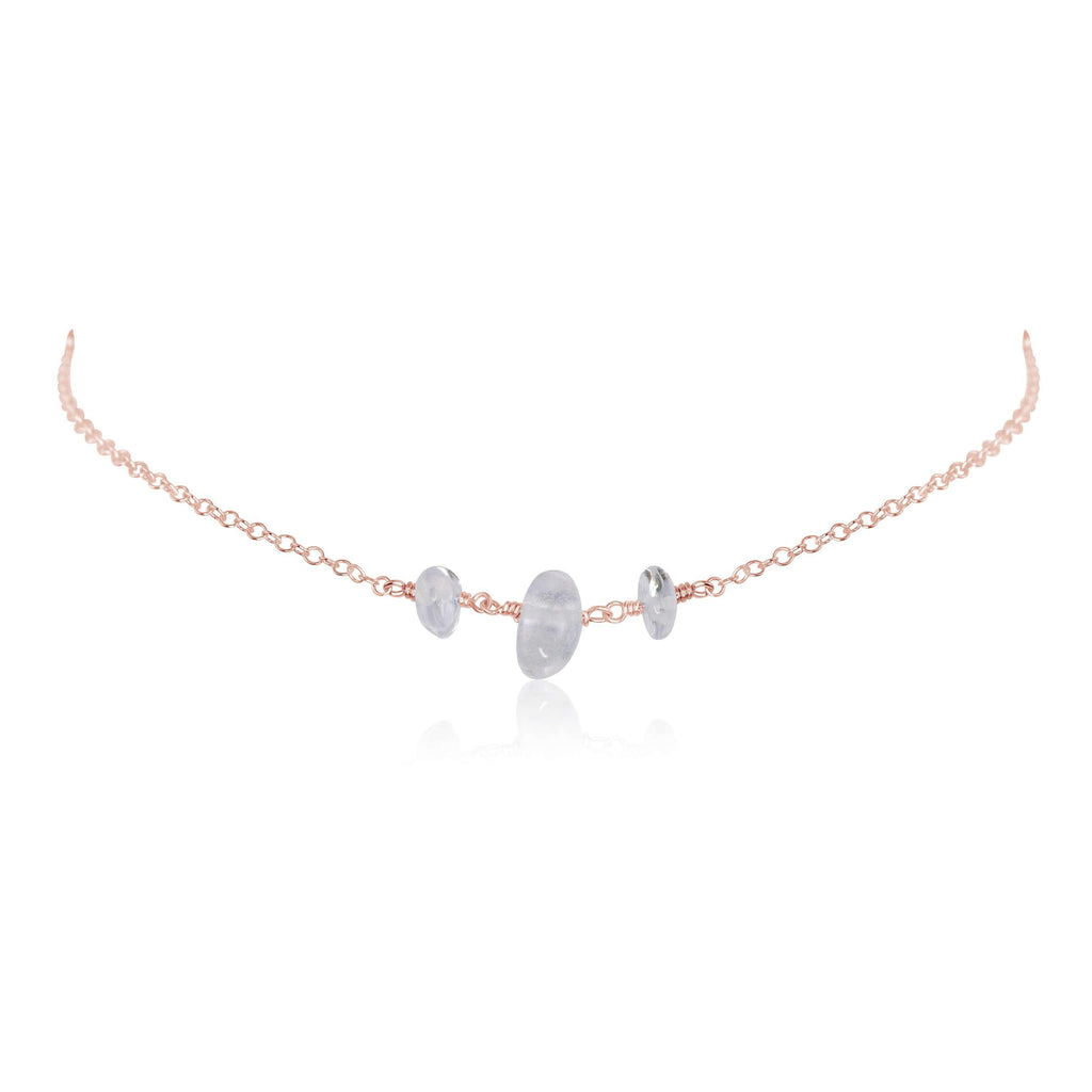 Crystal Quartz Beaded Chain Choker Necklace - Crystal Quartz Beaded Chain Choker Necklace - 14k Rose Gold Fill - Luna Tide Handmade Crystal Jewellery