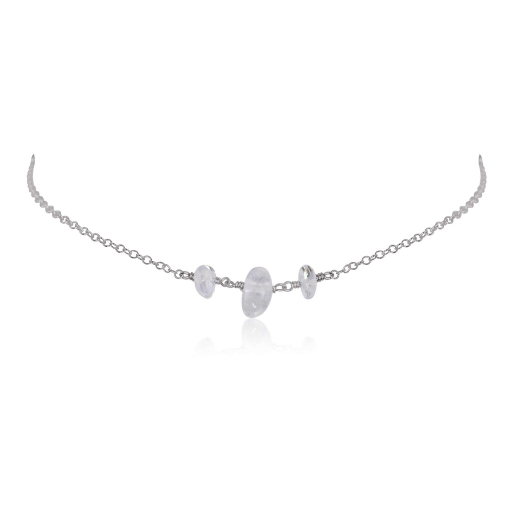 Crystal Quartz Beaded Chain Choker Necklace - Crystal Quartz Beaded Chain Choker Necklace - Stainless Steel - Luna Tide Handmade Crystal Jewellery