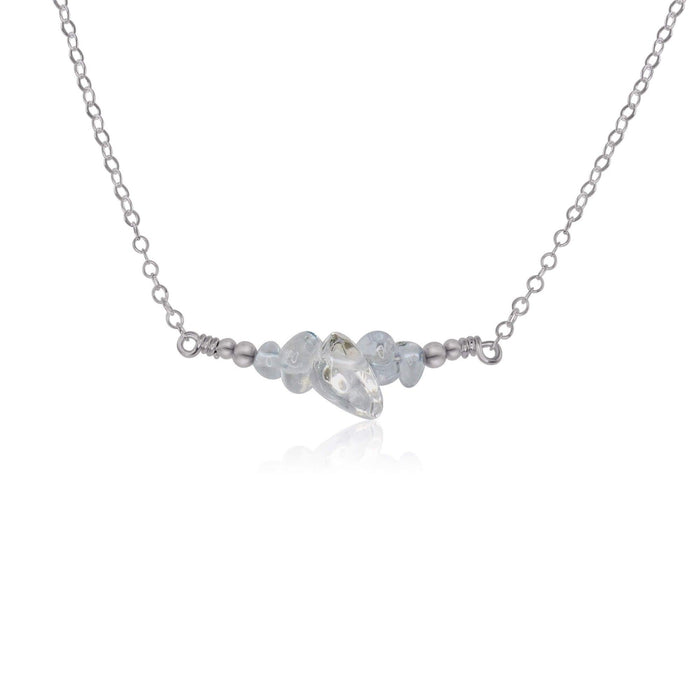 Crystal Quartz Chip Bead Bar Necklace - Crystal Quartz Chip Bead Bar Necklace - Stainless Steel - Luna Tide Handmade Crystal Jewellery
