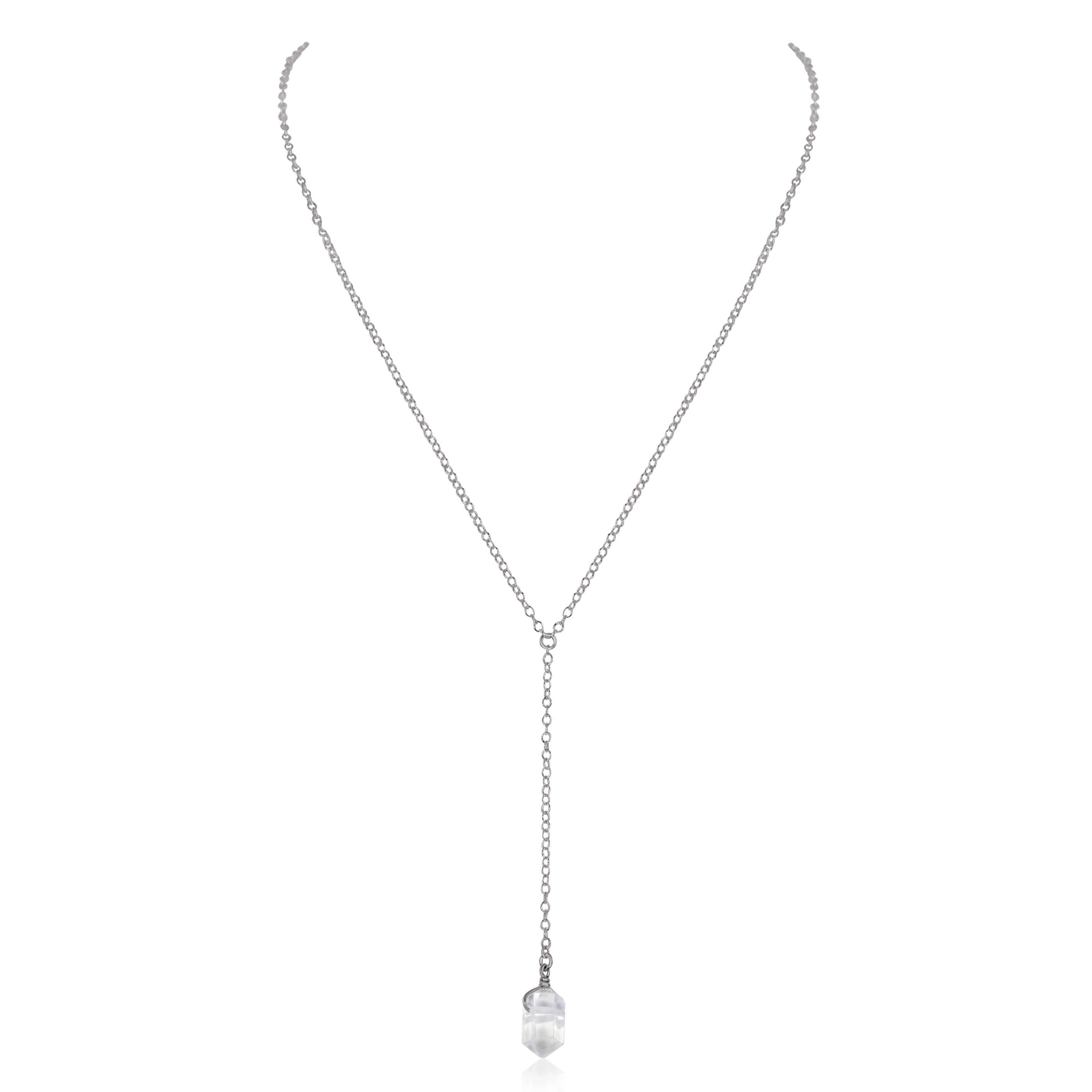Crystal Quartz Double Terminated Mini Crystal Point Lariat Necklace - Crystal Quartz Double Terminated Mini Crystal Point Lariat Necklace - 14k Gold Fill - Luna Tide Handmade Crystal Jewellery