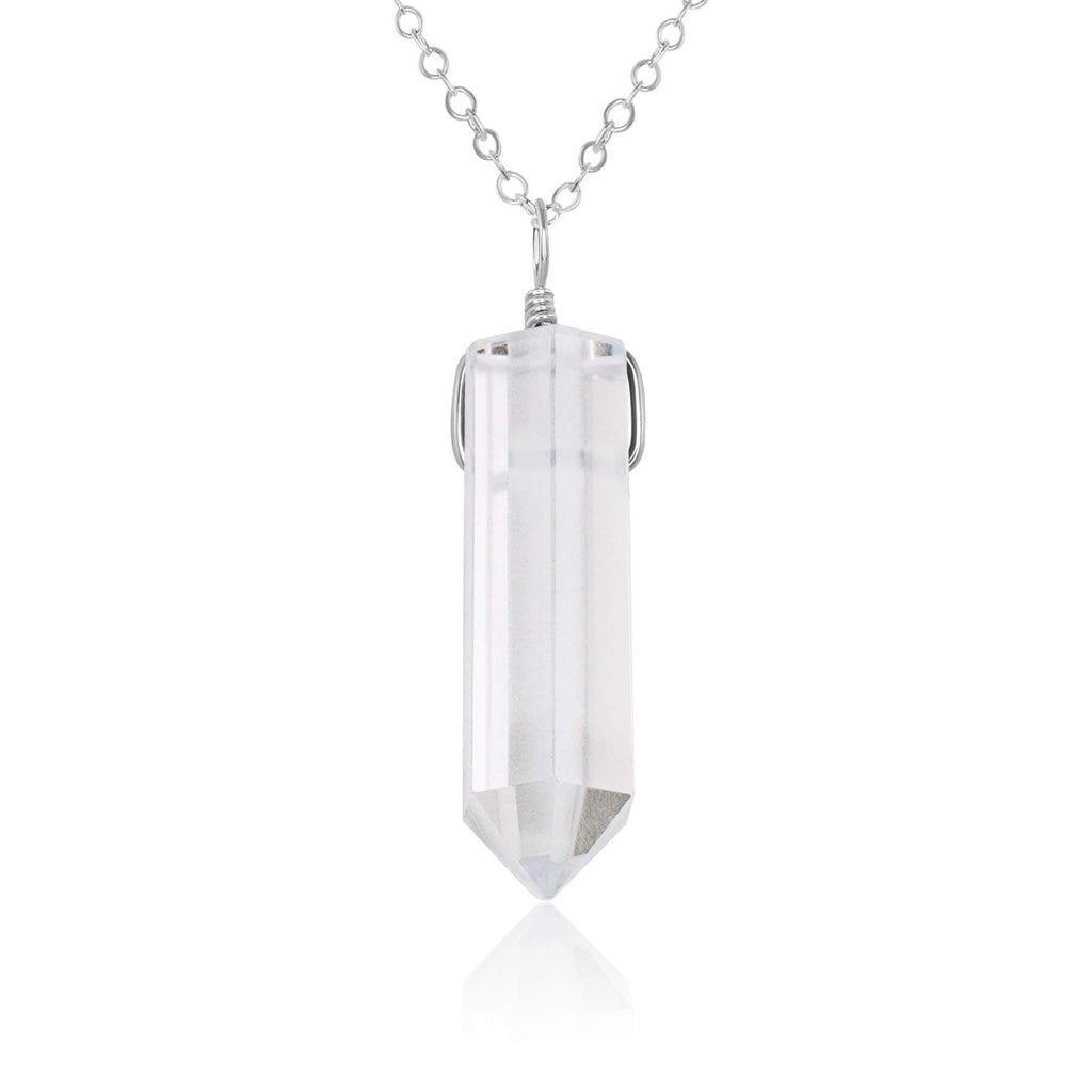 Crystal Quartz Generator Point Pendant Necklace - Crystal Quartz Generator Point Pendant Necklace - Sterling Silver / Cable - Luna Tide Handmade Crystal Jewellery