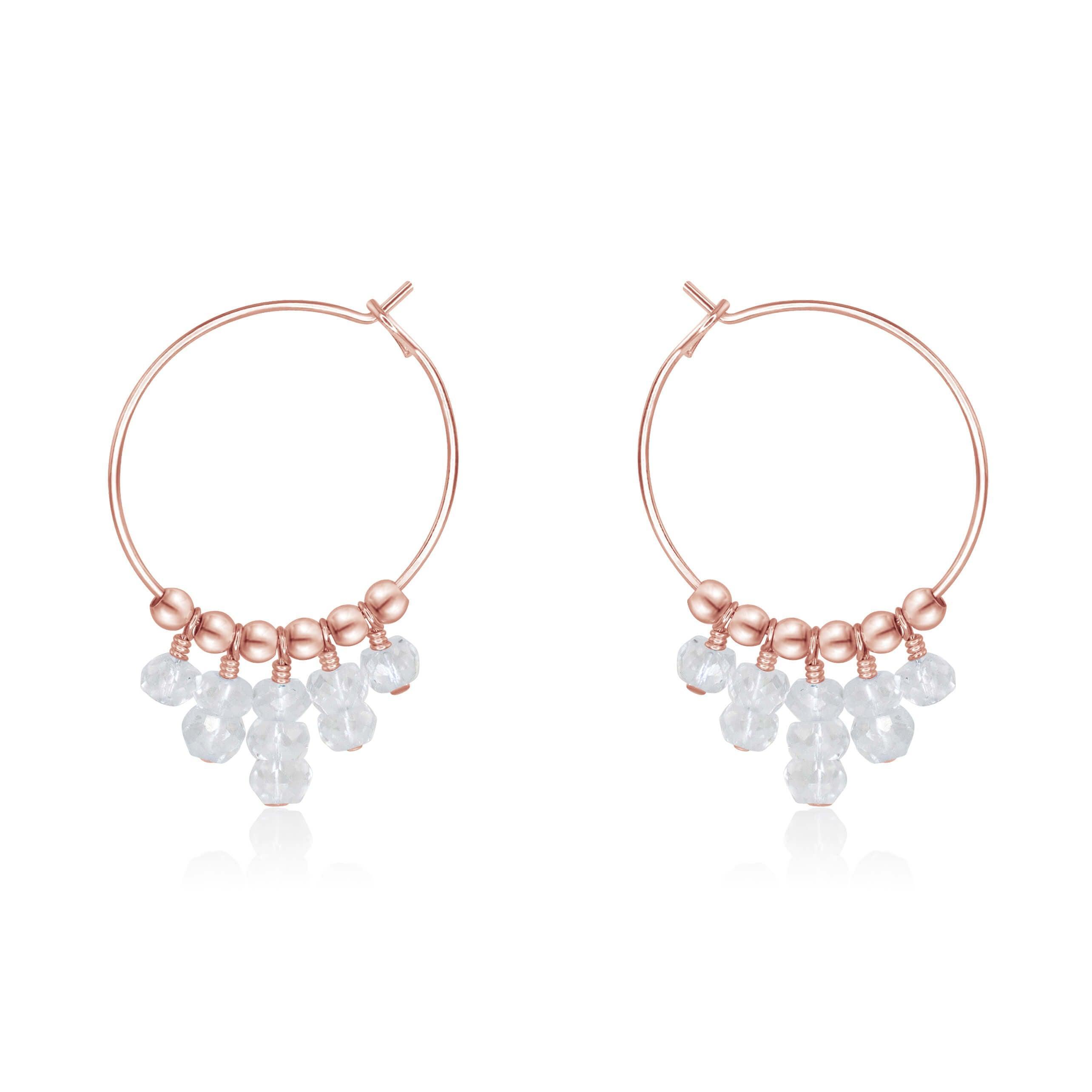 Crystal Quartz Statement Hoop Earrings - Crystal Quartz Statement Hoop Earrings - 14k Rose Gold Fill - Luna Tide Handmade Crystal Jewellery