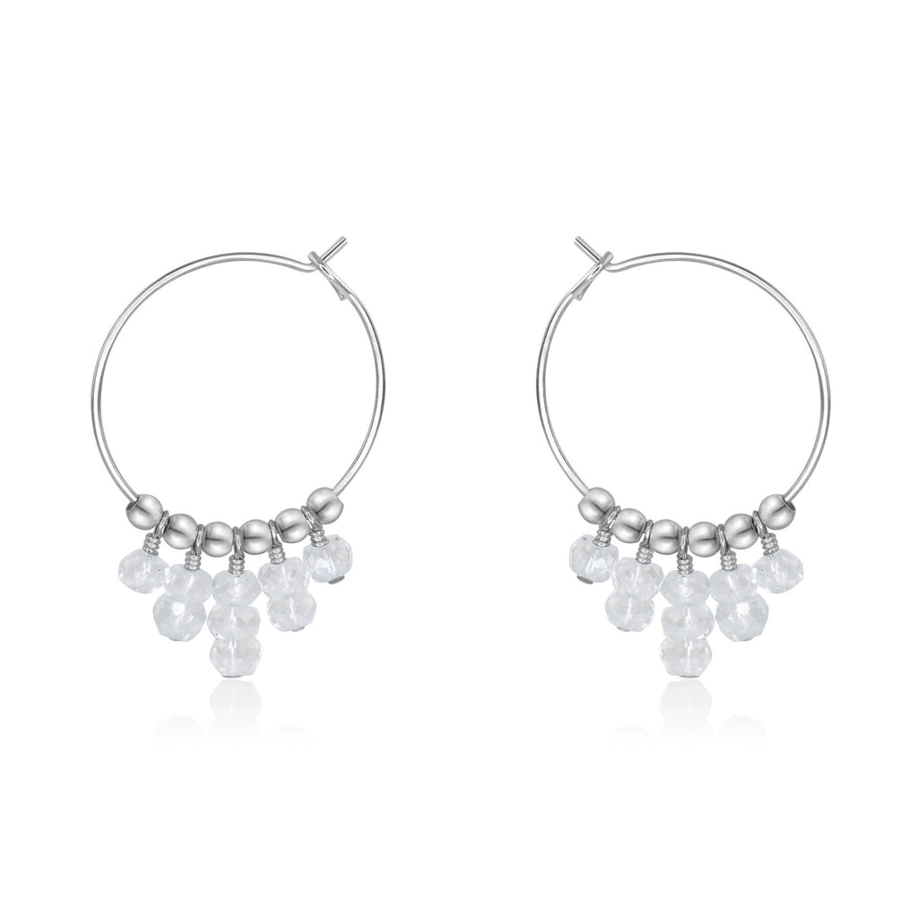 Crystal Quartz Statement Hoop Earrings - Crystal Quartz Statement Hoop Earrings - Sterling Silver - Luna Tide Handmade Crystal Jewellery