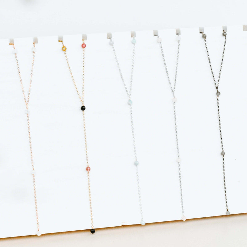 Dainty Y Necklace - Bronze - 14K Gold Fill - Sterling Silver - Stainless Steel - 14K Rose Gold Fill - Luna Tide Handmade Jewellery