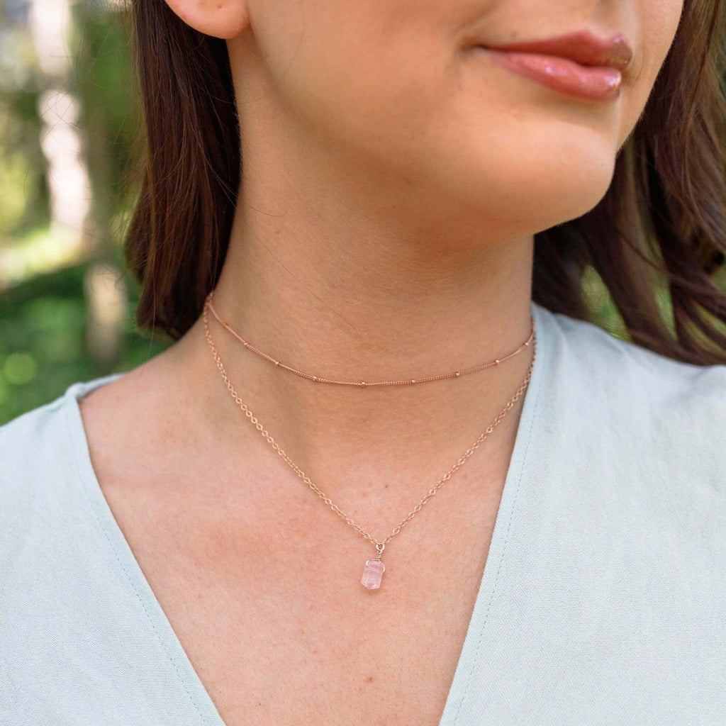 Double Terminated Crystal Layered Choker - 14K Rose Gold Fill - Luna Tide Handmade Jewellery