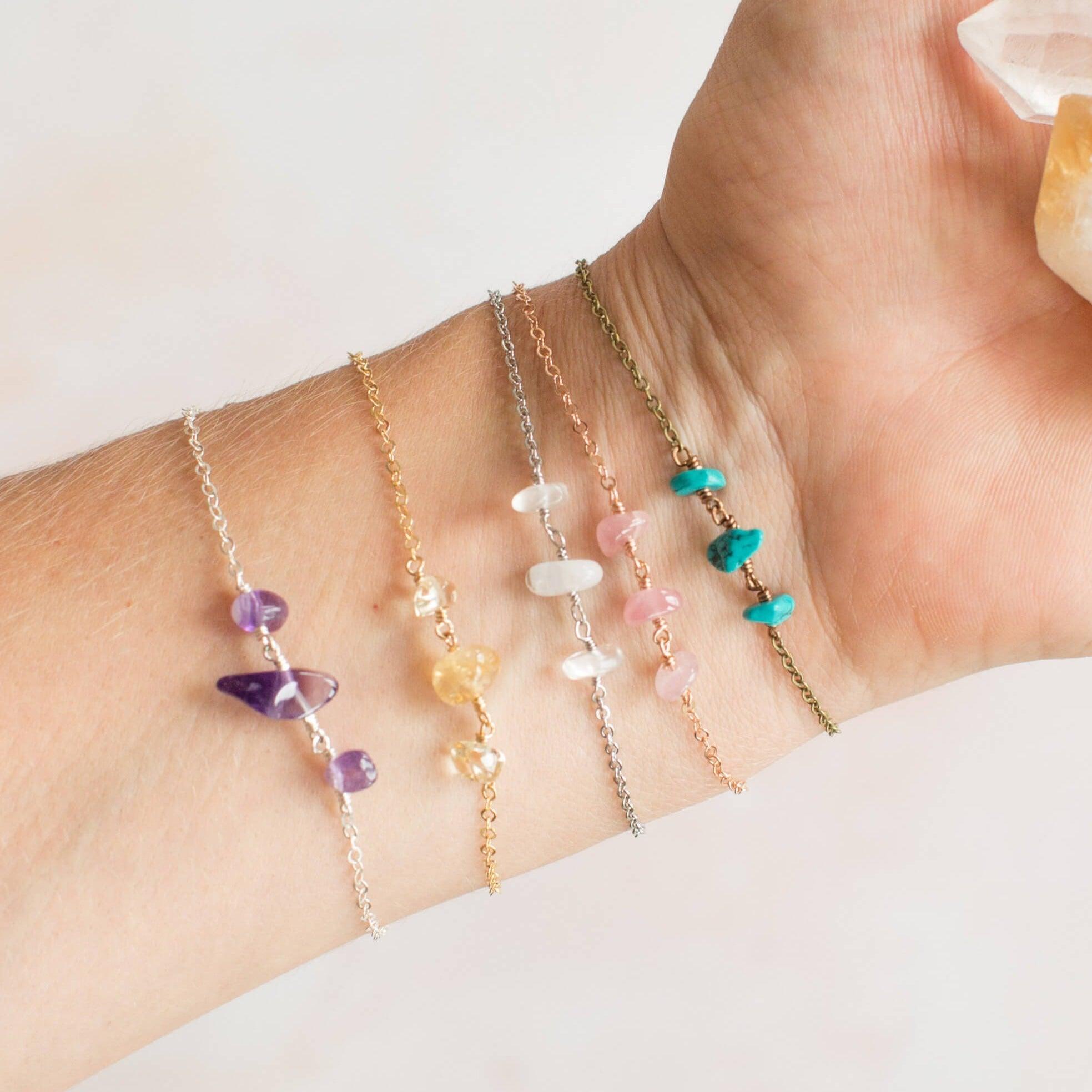 Beaded Chain Bracelet - Bronze - Stainless Steel - Sterling Silver - 14K Gold Fill - 14K Rose Gold Fill - Luna Tide Handmade Jewellery