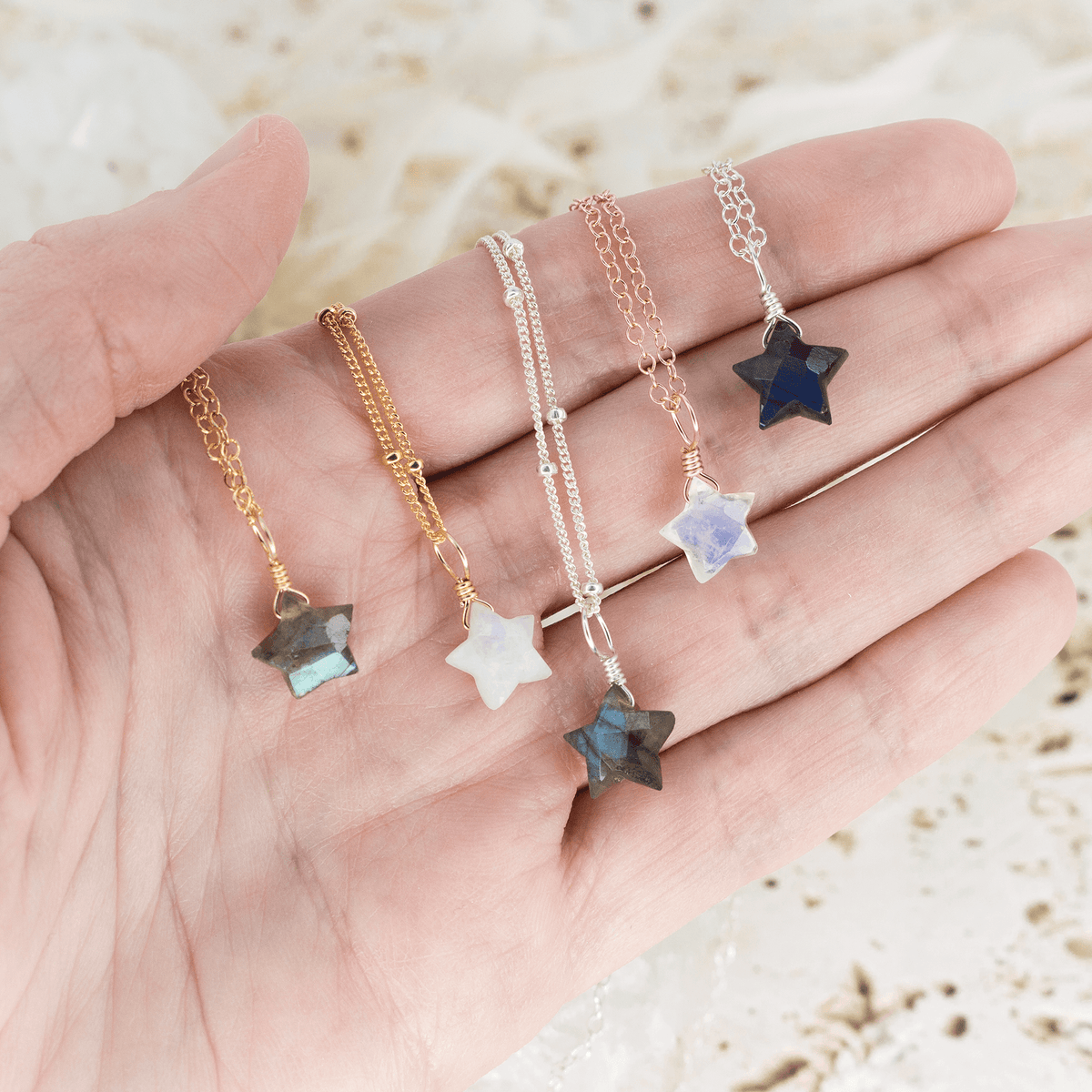 Custom Little Crystal Star Pendant Necklace - Custom Little Crystal Star Pendant Necklace - 14k Gold Fill / 30cm (12") - Choker / Cable - Luna Tide Handmade Crystal Jewellery