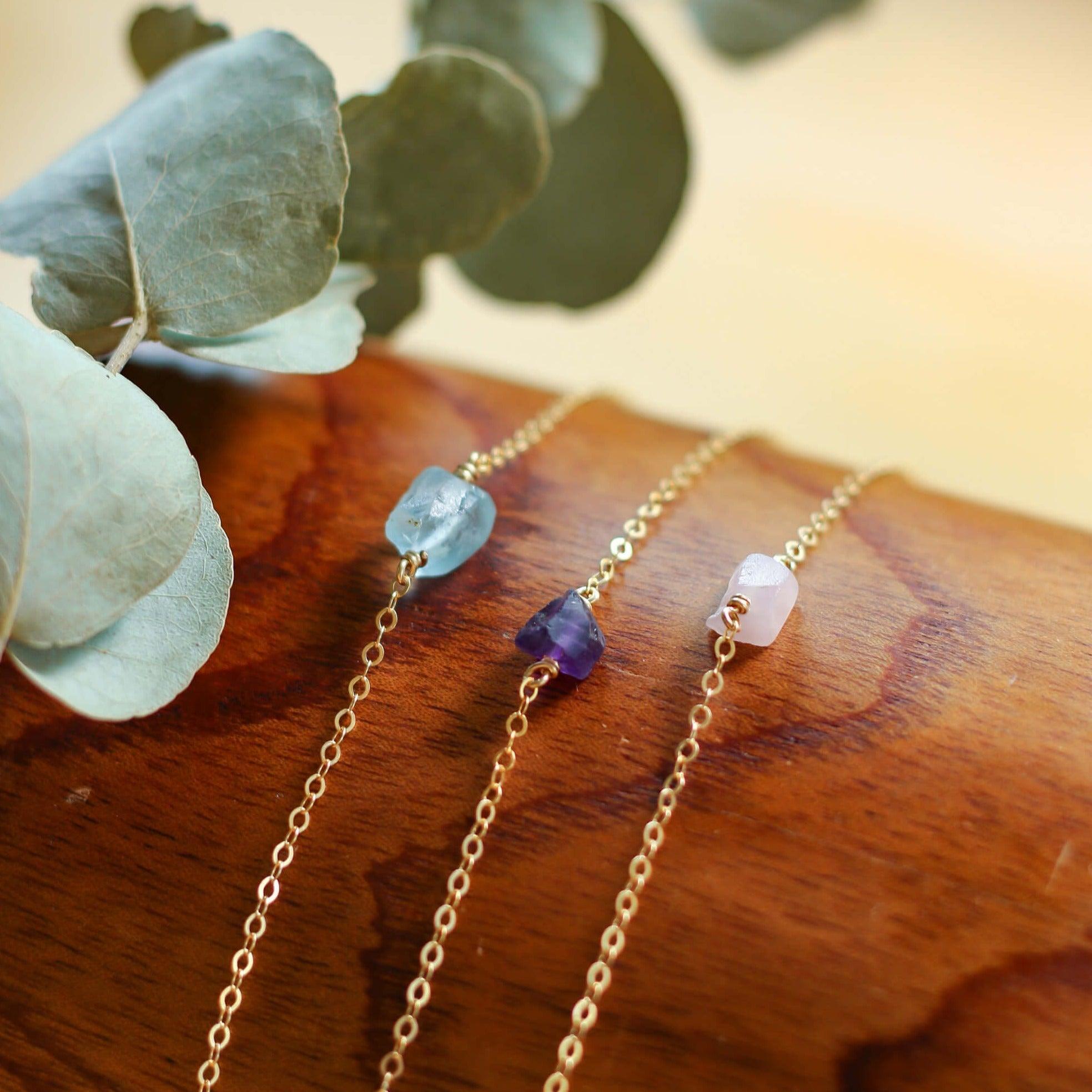 Raw Nugget Anklet - 14K Gold Fill - Luna Tide Handmade Jewellery