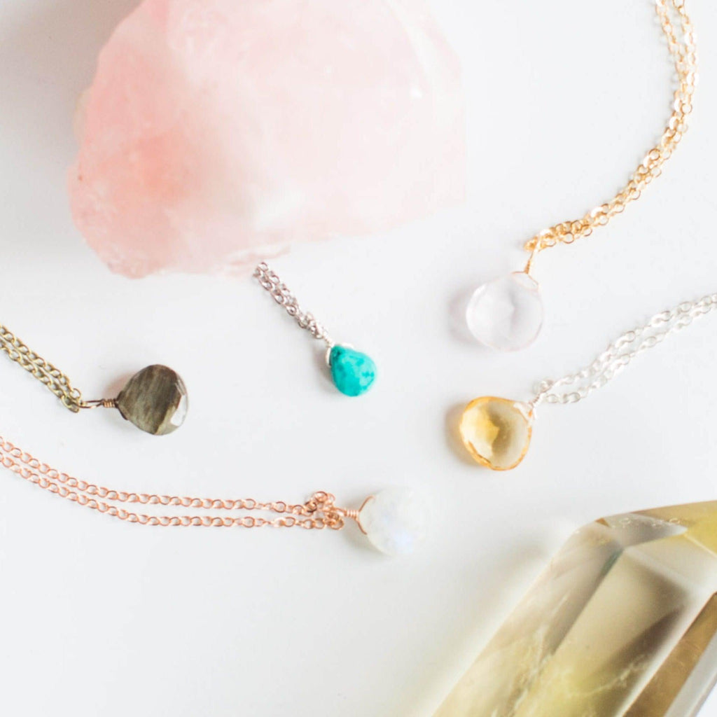 Teardrop Necklace - Bronze - 14K Gold Fill - Sterling Silver - Stainless Steel - 14K Rose Gold Fill - Luna Tide Handmade Jewellery