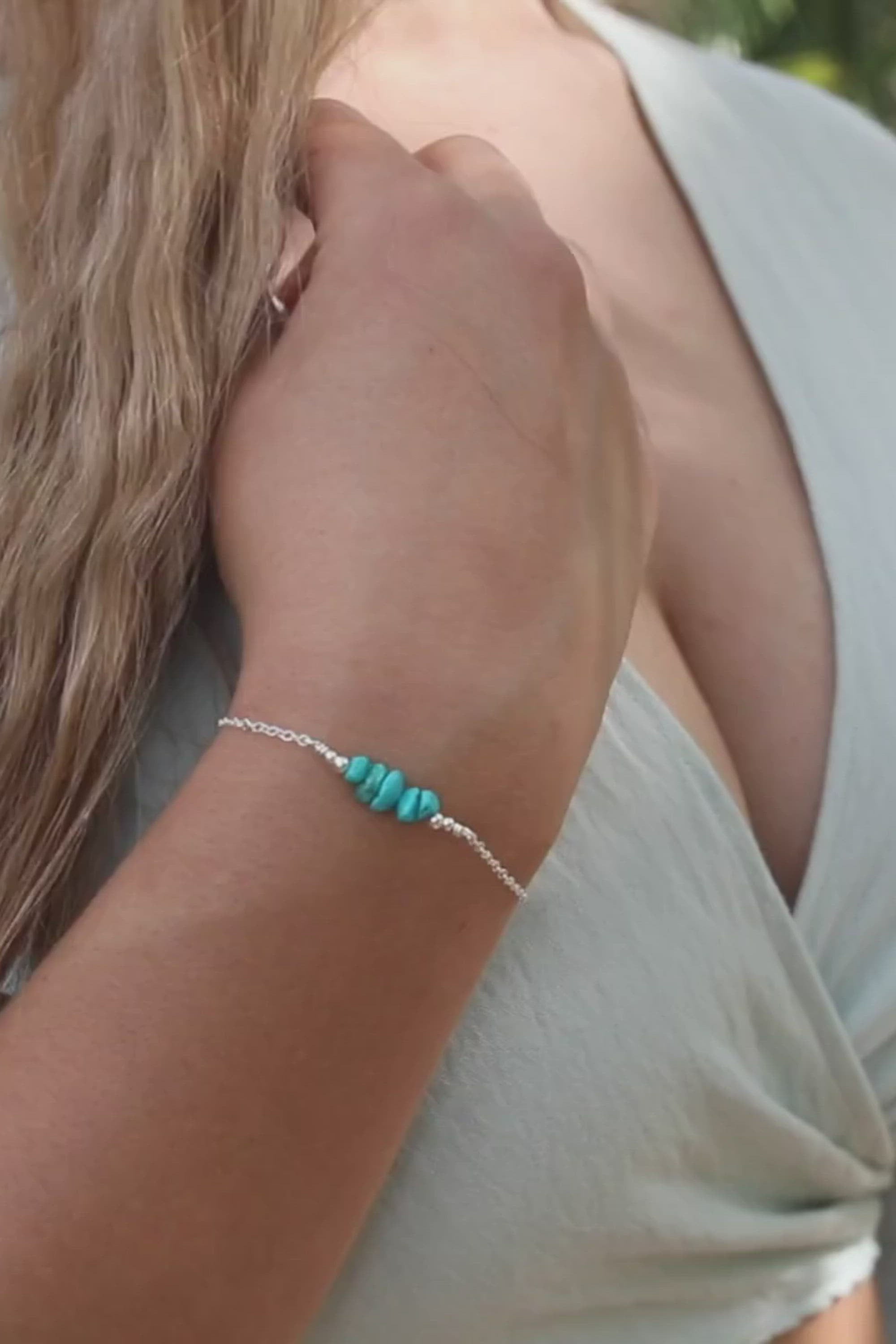Turquoise Chip Bead Bar Bracelet