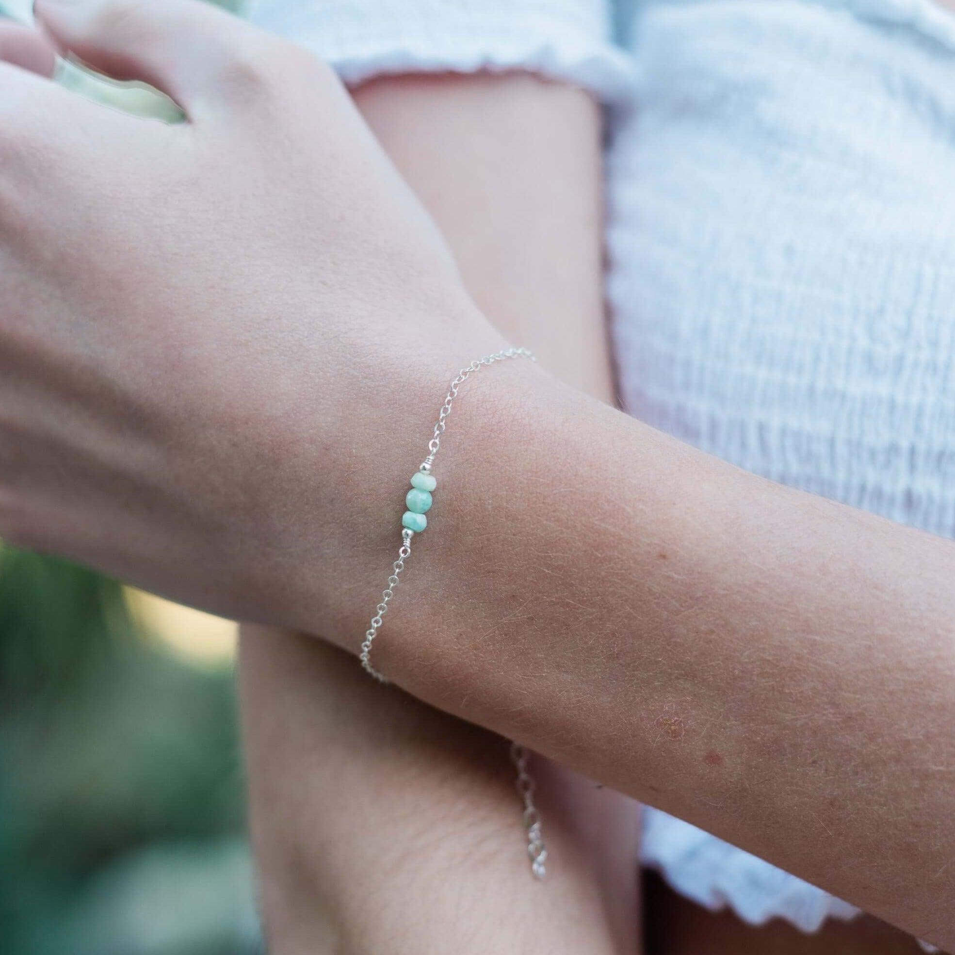 Dainty Amazonite Gemstone Bracelet - Dainty Amazonite Gemstone Bracelet - Sterling Silver - Luna Tide Handmade Crystal Jewellery