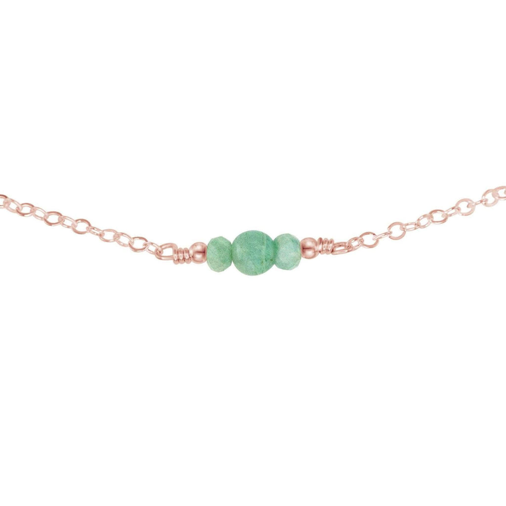 Dainty Amazonite Gemstone Choker Necklace - Dainty Amazonite Gemstone Choker Necklace - 14k Rose Gold Fill - Luna Tide Handmade Crystal Jewellery
