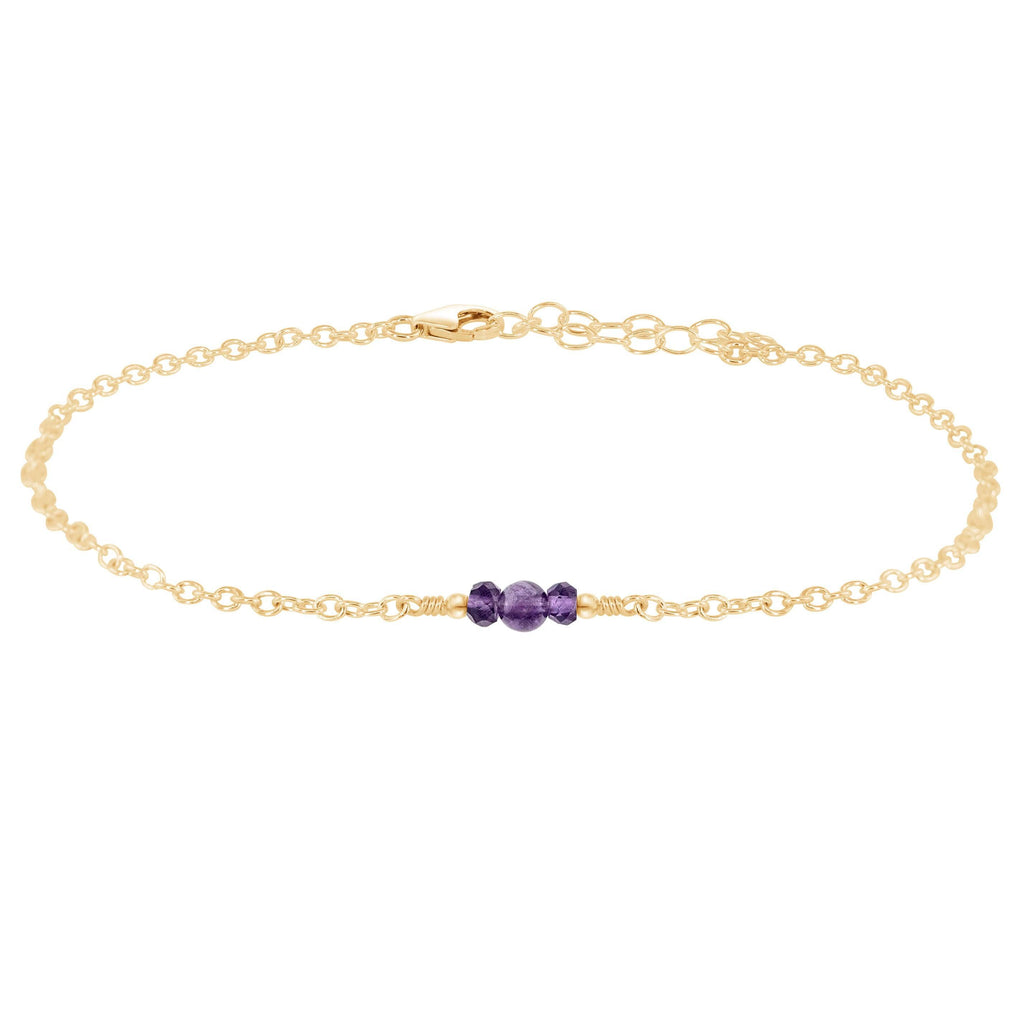 Dainty Amethyst Gemstone Anklet - Dainty Amethyst Gemstone Anklet - 14k Gold Fill - Luna Tide Handmade Crystal Jewellery