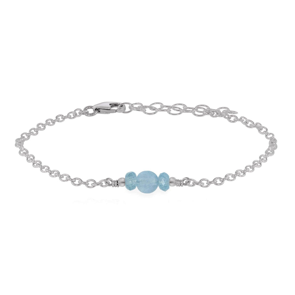 Dainty Aquamarine Gemstone Bracelet - Dainty Aquamarine Gemstone Bracelet - Stainless Steel - Luna Tide Handmade Crystal Jewellery