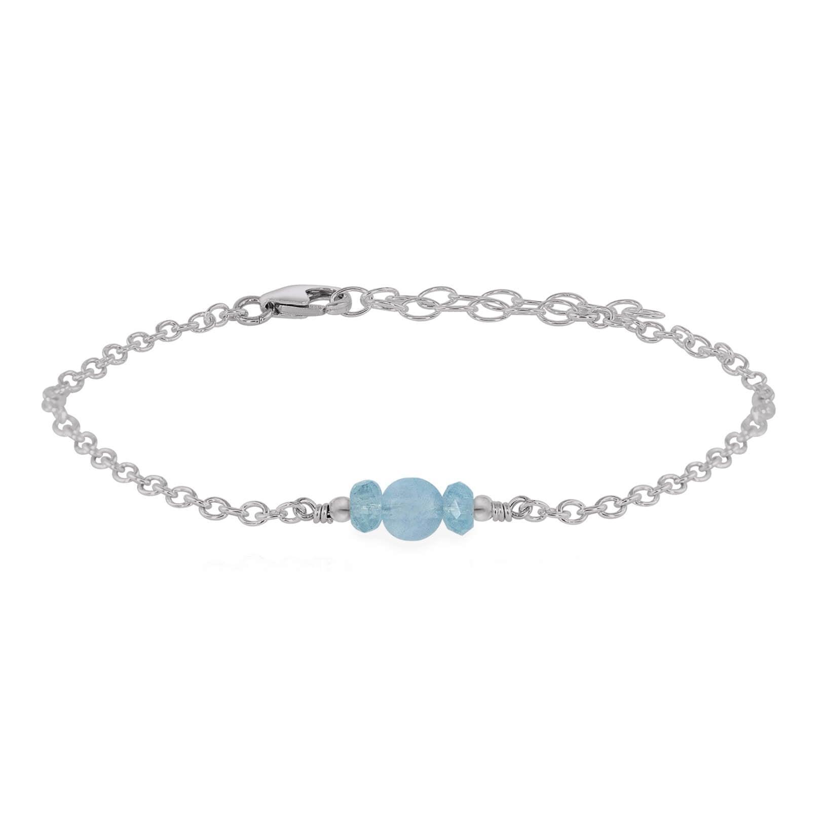 Dainty Aquamarine Gemstone Bracelet - Dainty Aquamarine Gemstone Bracelet - Stainless Steel - Luna Tide Handmade Crystal Jewellery