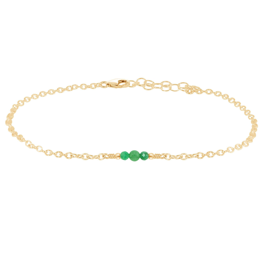 Dainty Aventurine Gemstone Anklet - Dainty Aventurine Gemstone Anklet - Sterling Silver - Luna Tide Handmade Crystal Jewellery