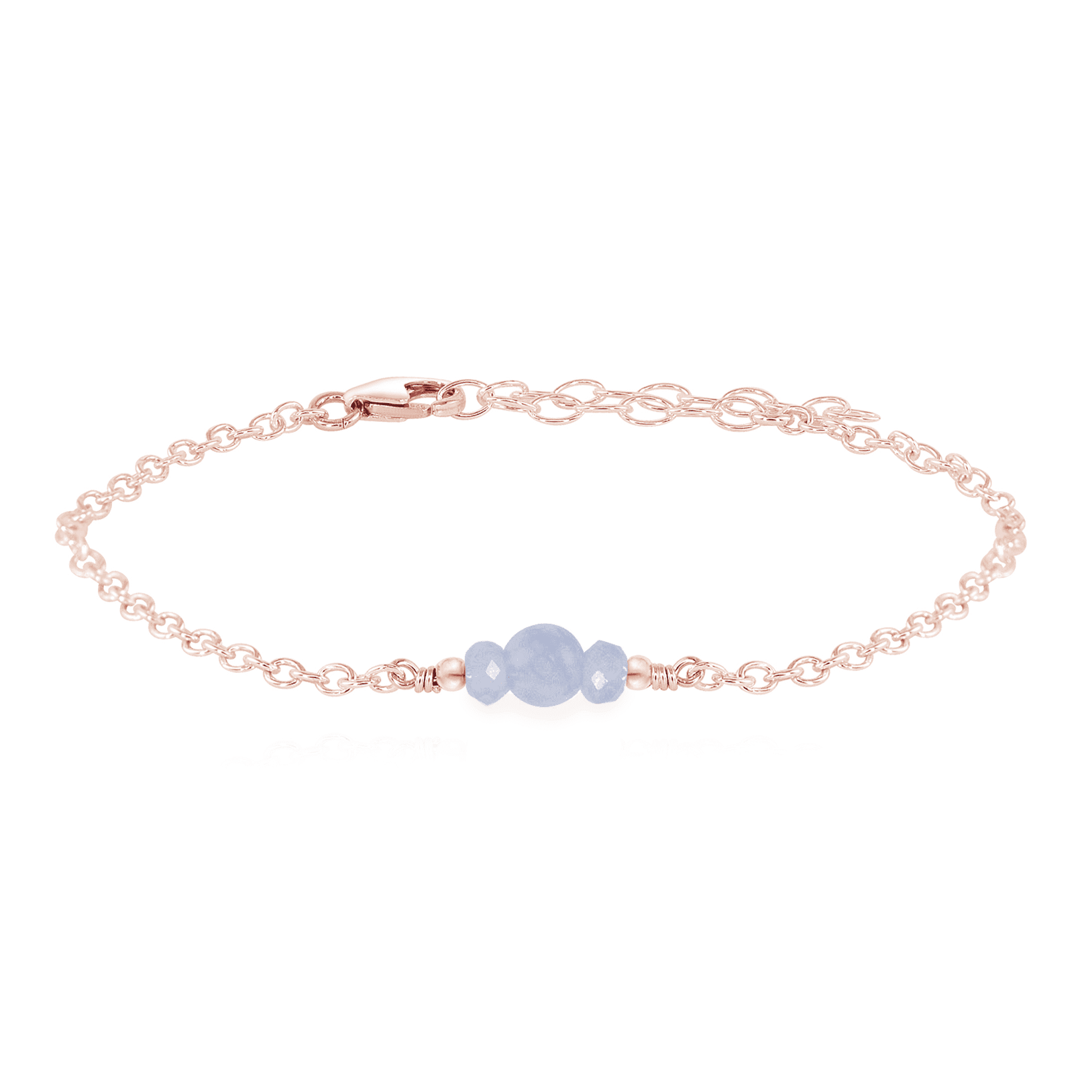 Dainty Blue Lace Agate Gemstone Bracelet - Dainty Blue Lace Agate Gemstone Bracelet - 14k Rose Gold Fill - Luna Tide Handmade Crystal Jewellery